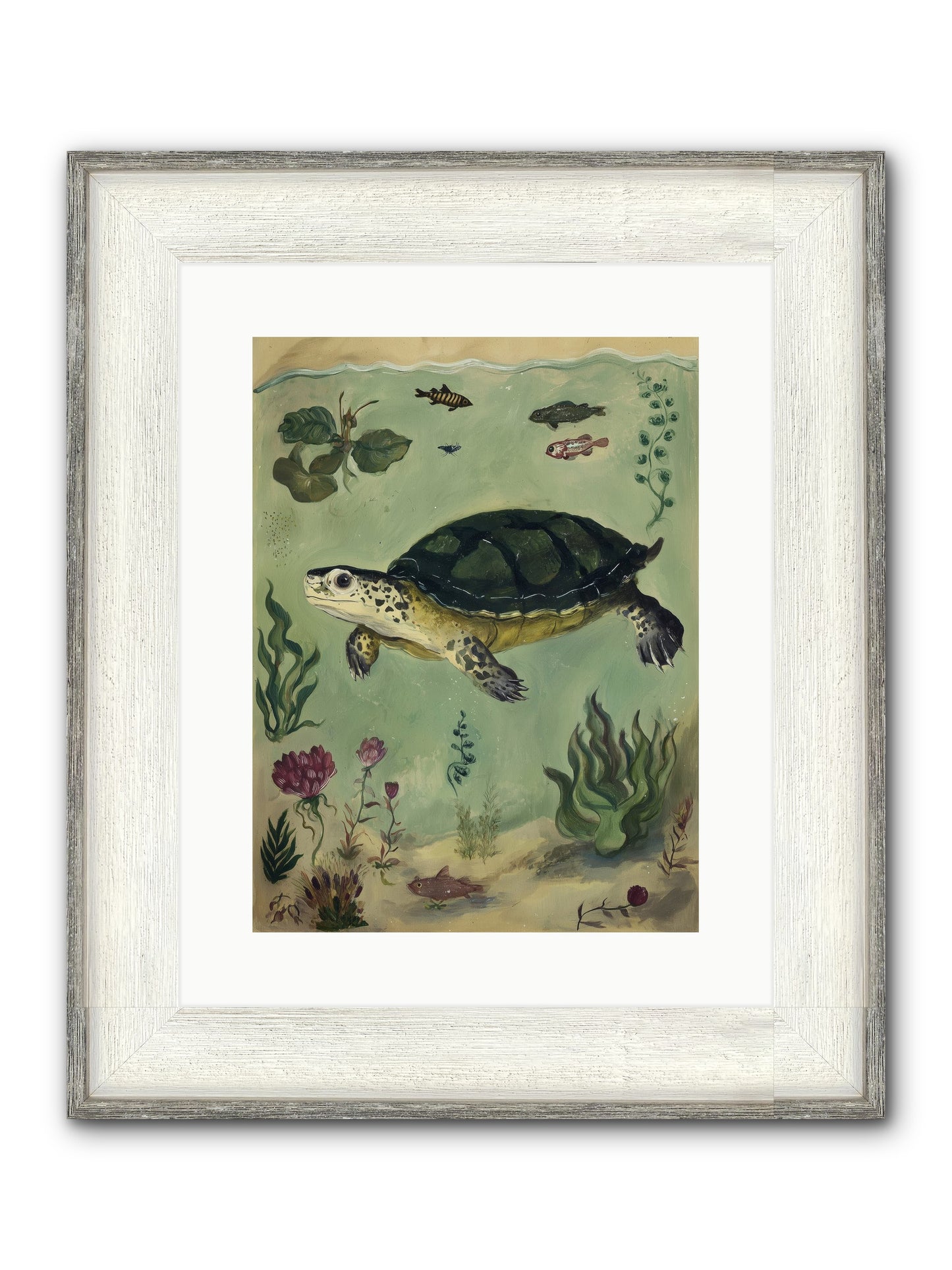 Submerged Symphony Framed Print - Driftwood White 12x16