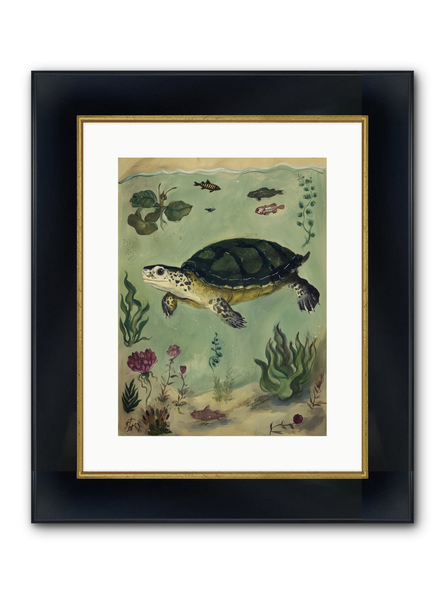 Submerged Symphony Framed Print - Wide Black w/Gold 12x16