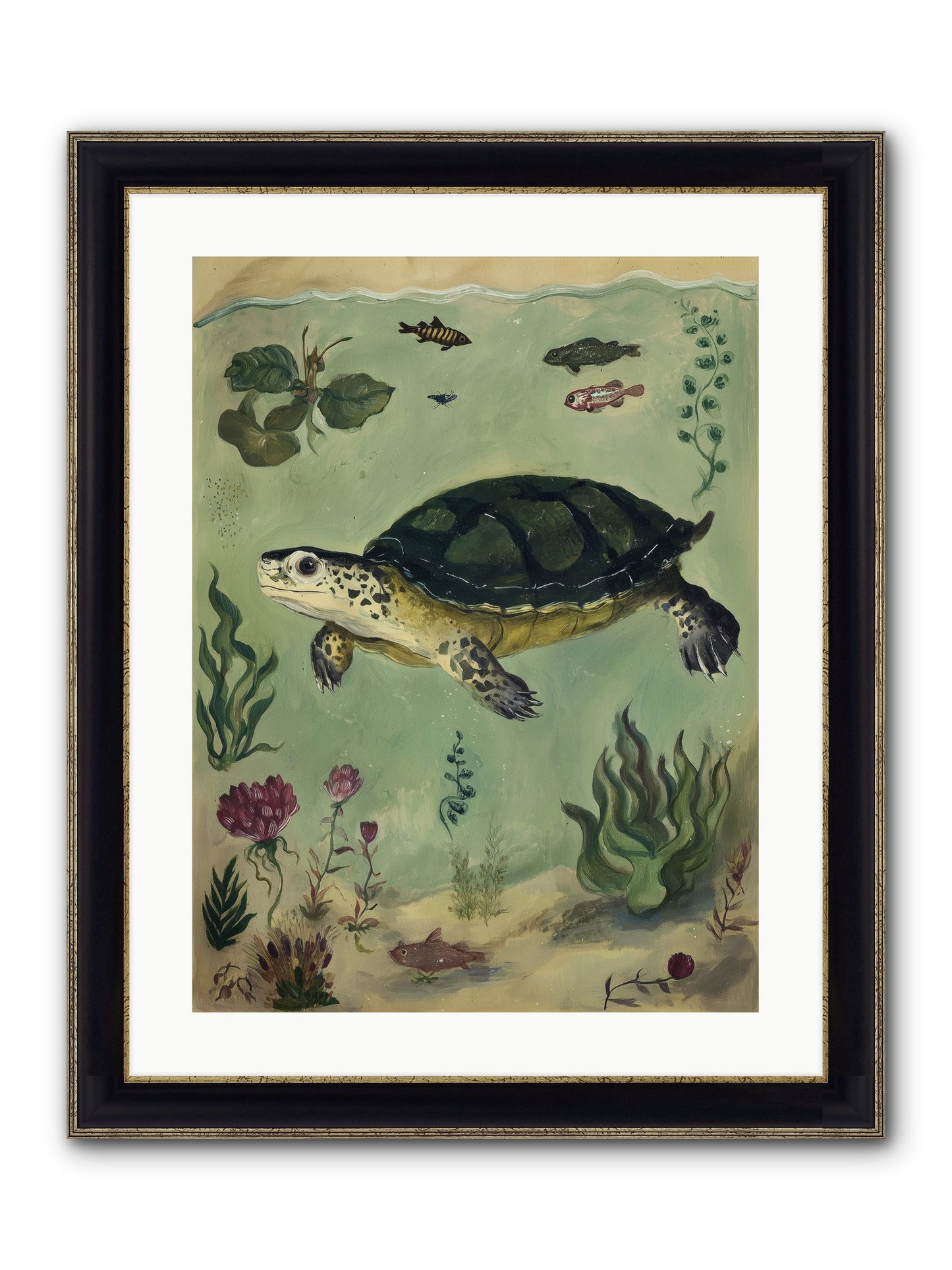 Submerged Symphony Framed Print - Black & Gold 18x24