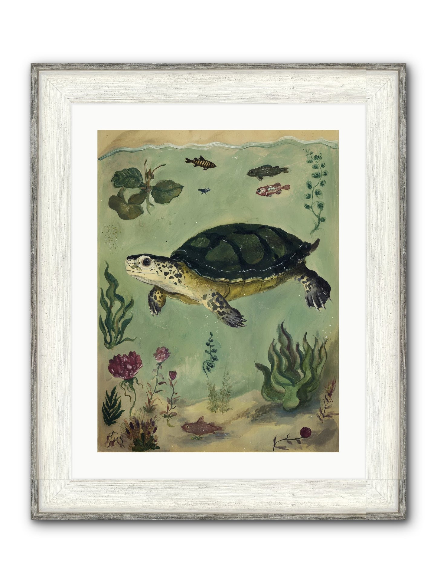 Submerged Symphony Framed Print - Driftwood White 18x24