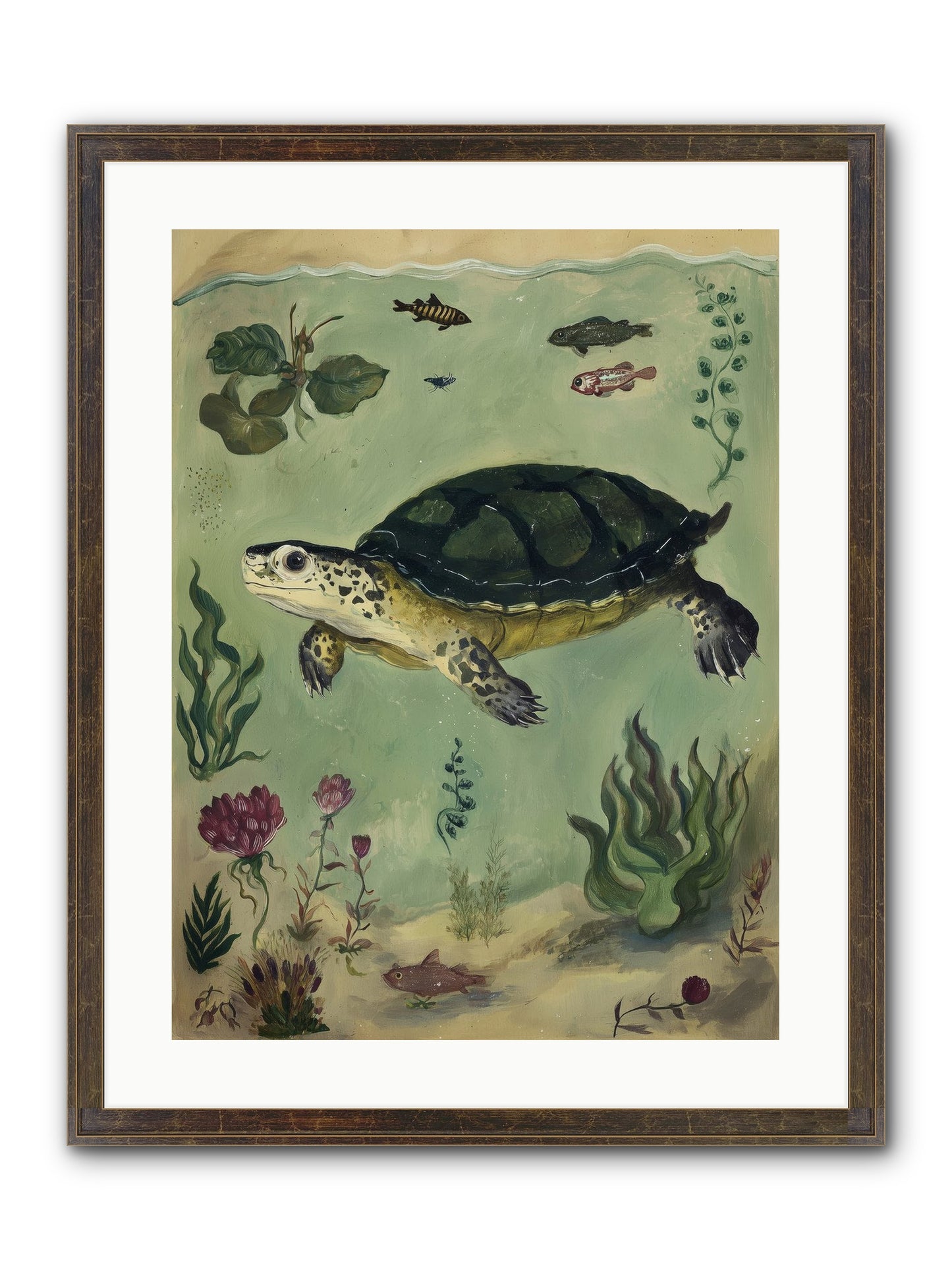 Submerged Symphony Framed Print - Slimwoods Black/Gold 18x24