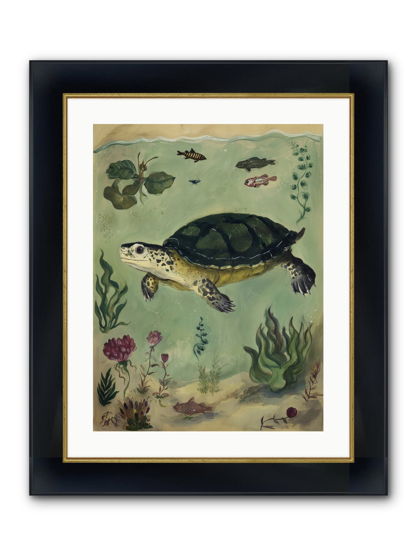 Submerged Symphony Framed Print - Wide Black w/Gold 18x24