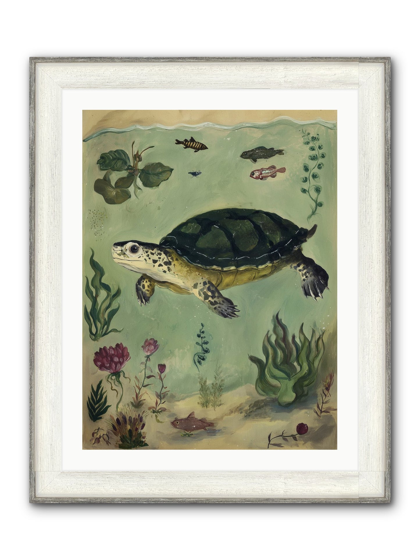Submerged Symphony Framed Print - Driftwood White 24x32