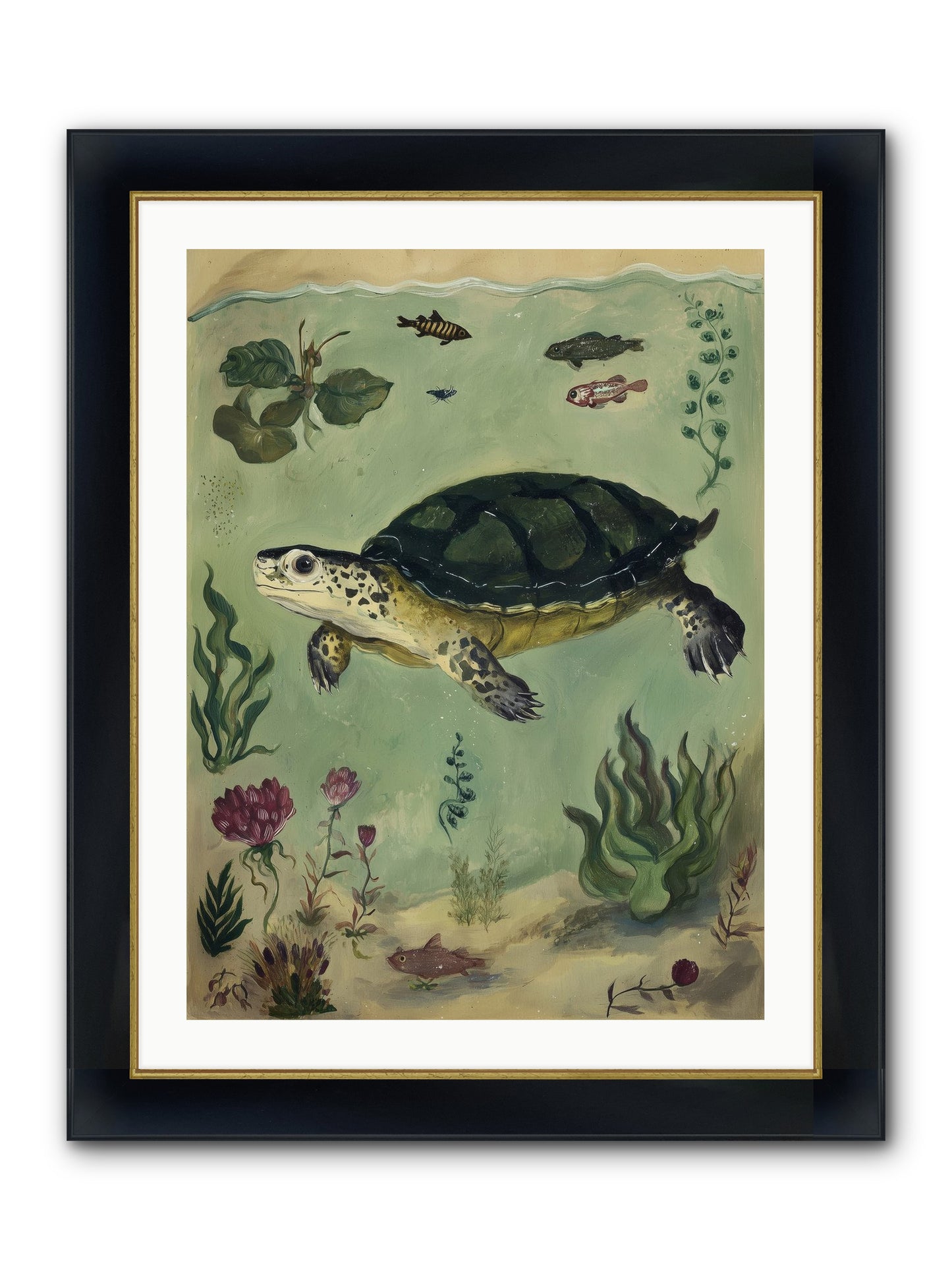 Submerged Symphony Framed Print - Wide Black w/Gold 24x32