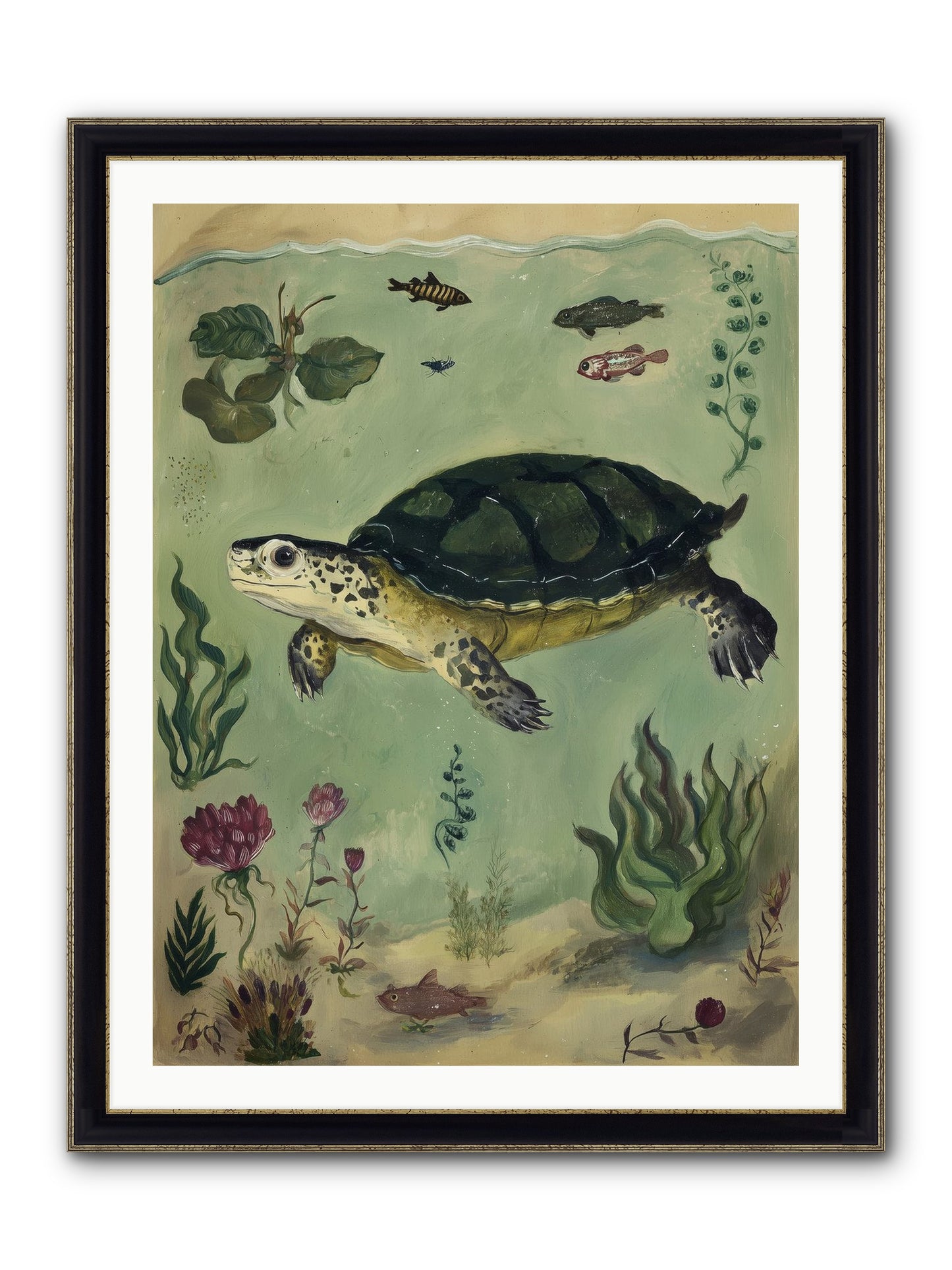 Submerged Symphony Framed Print - Black & Gold 30x40