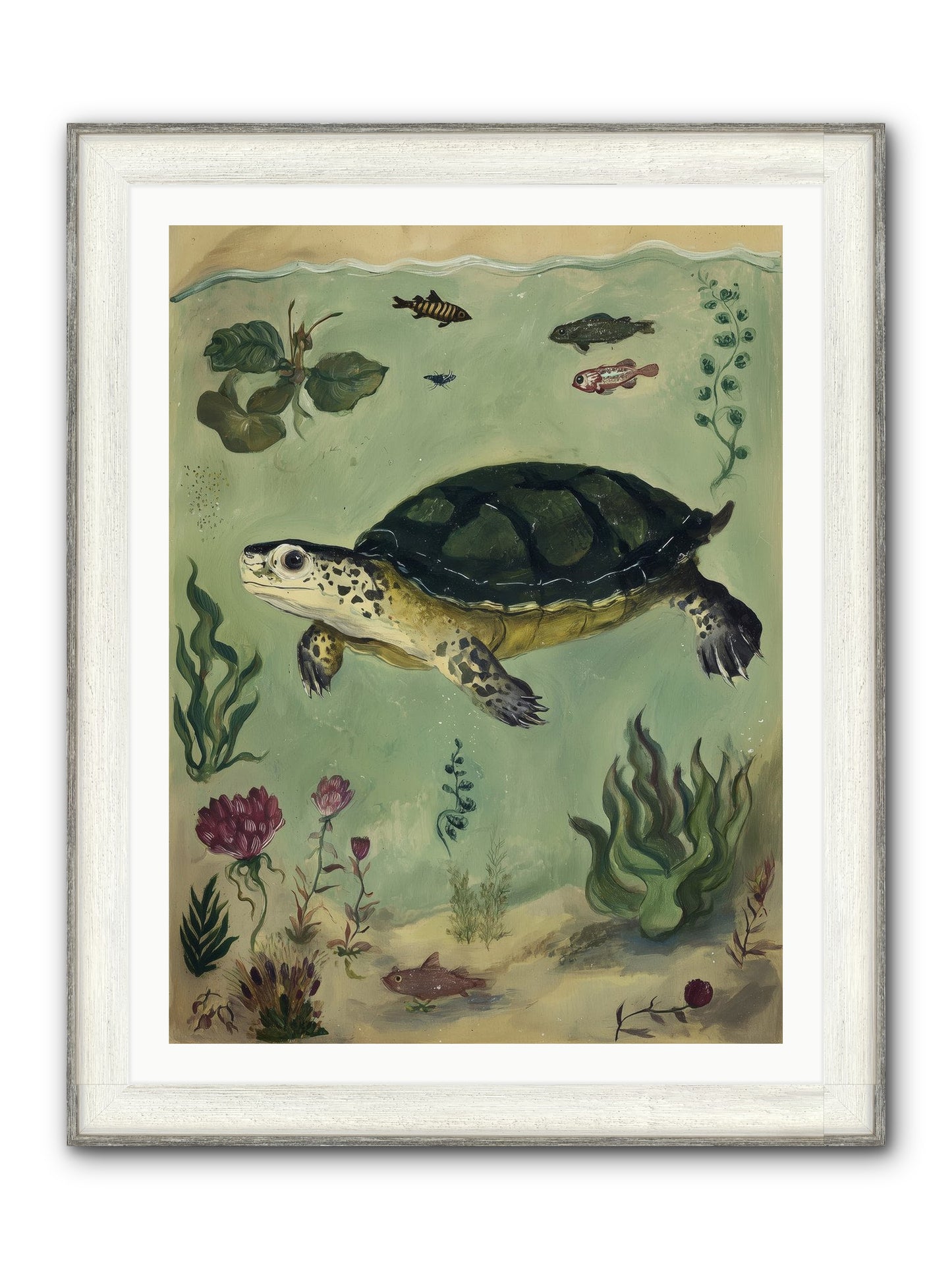 Submerged Symphony Framed Print - Driftwood White 30x40