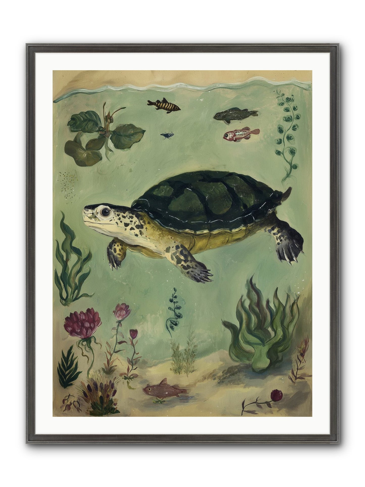 Submerged Symphony Framed Print - Slimwoods Black/Silver 30x40