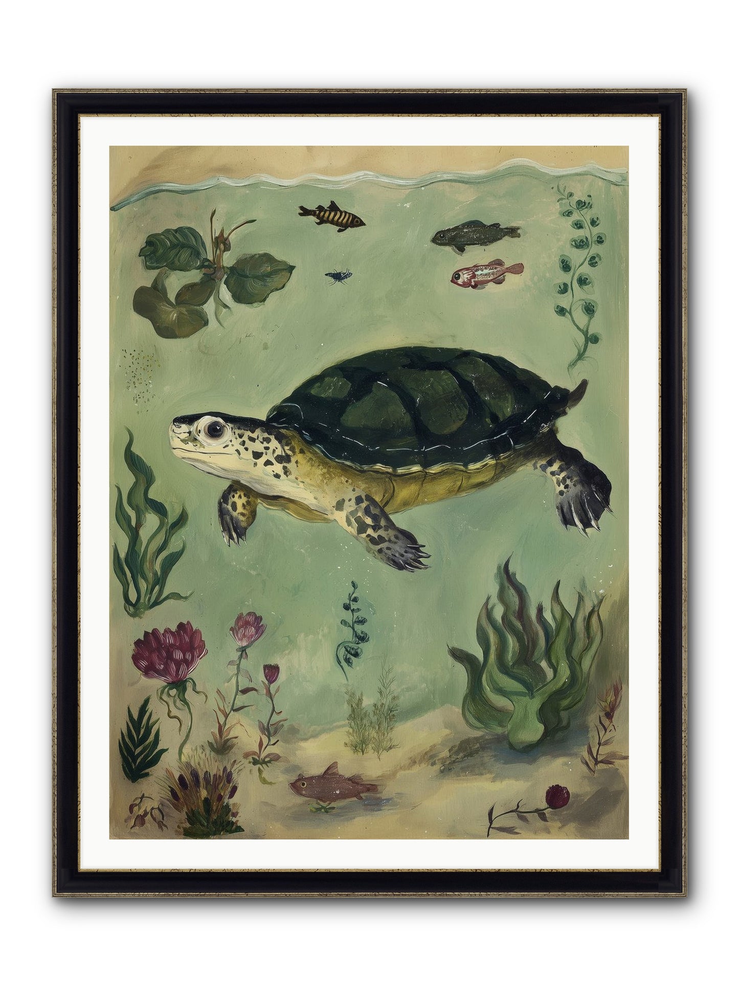 Submerged Symphony Framed Print - Black & Gold 36x48