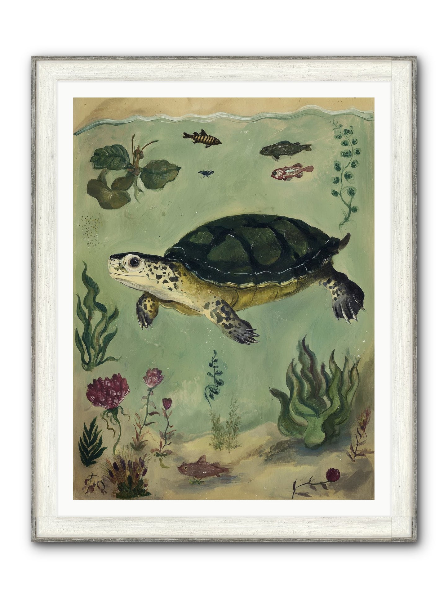 Submerged Symphony Framed Print - Driftwood White 36x48