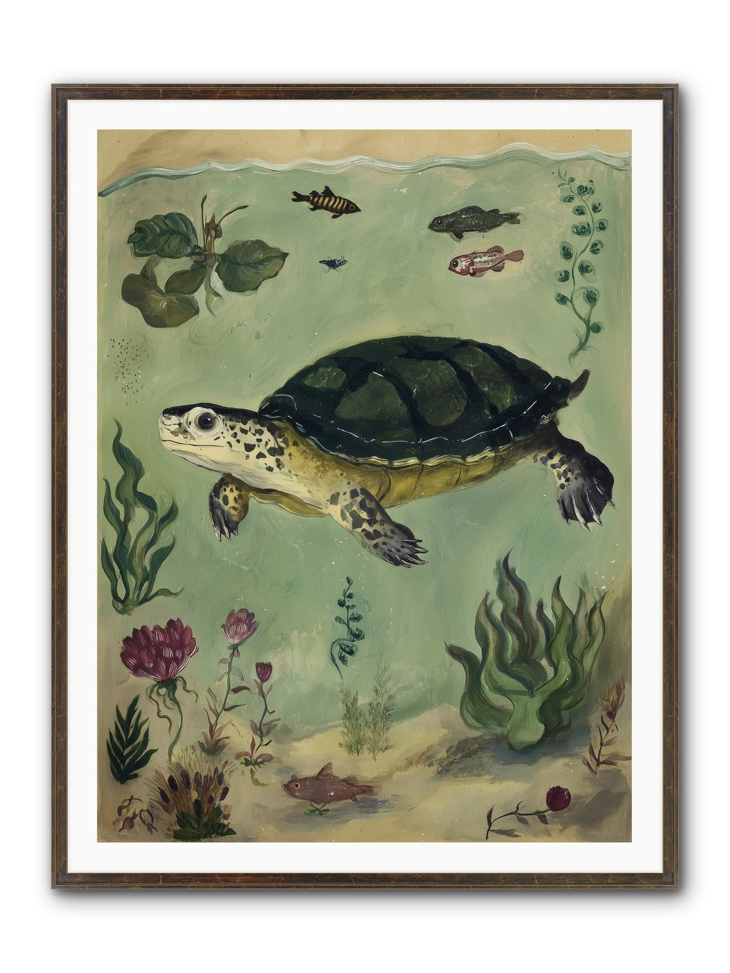 Submerged Symphony Framed Print - Slimwoods Black/Gold 36x48