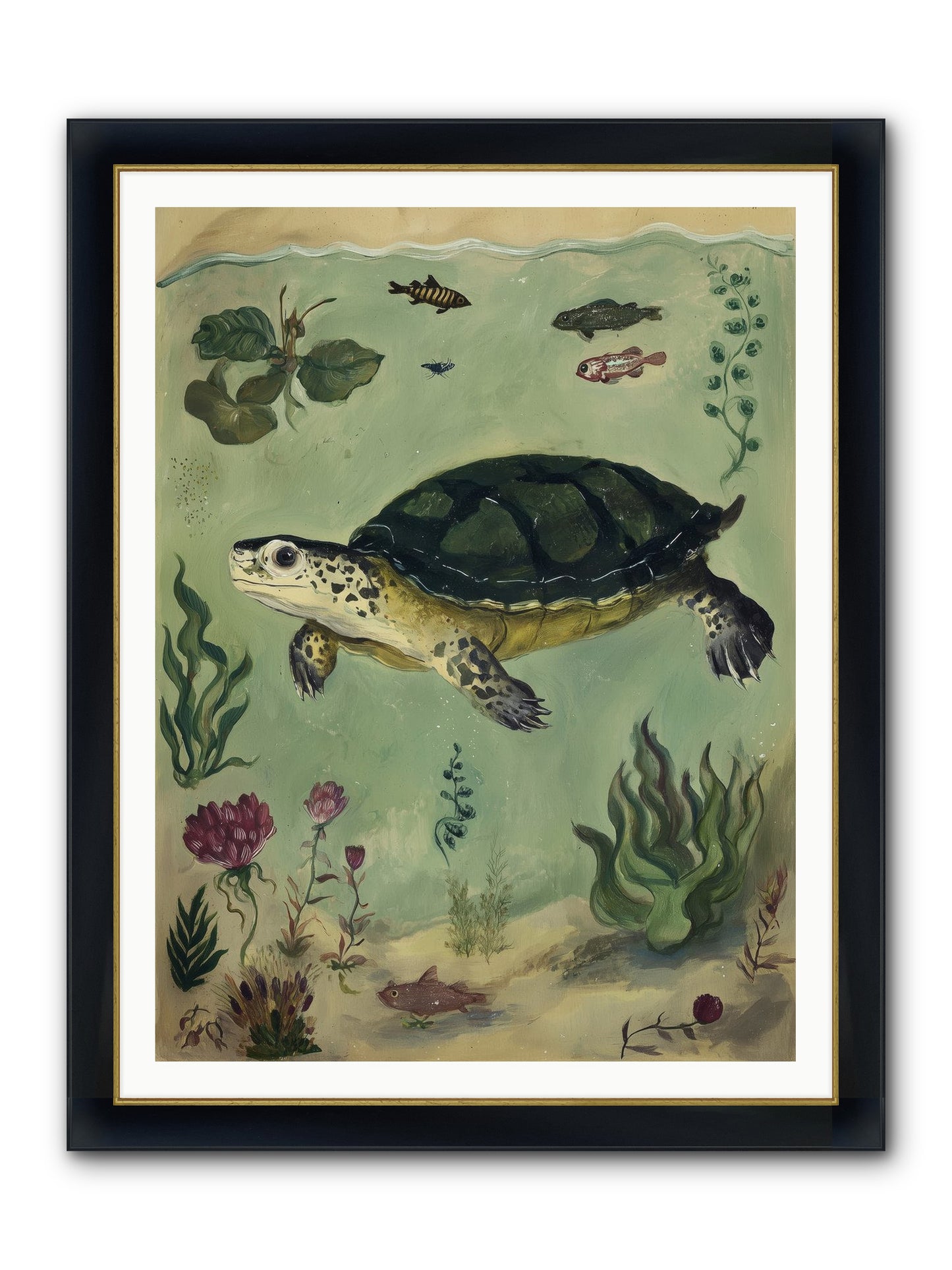 Submerged Symphony Framed Print - Wide Black w/Gold 36x48