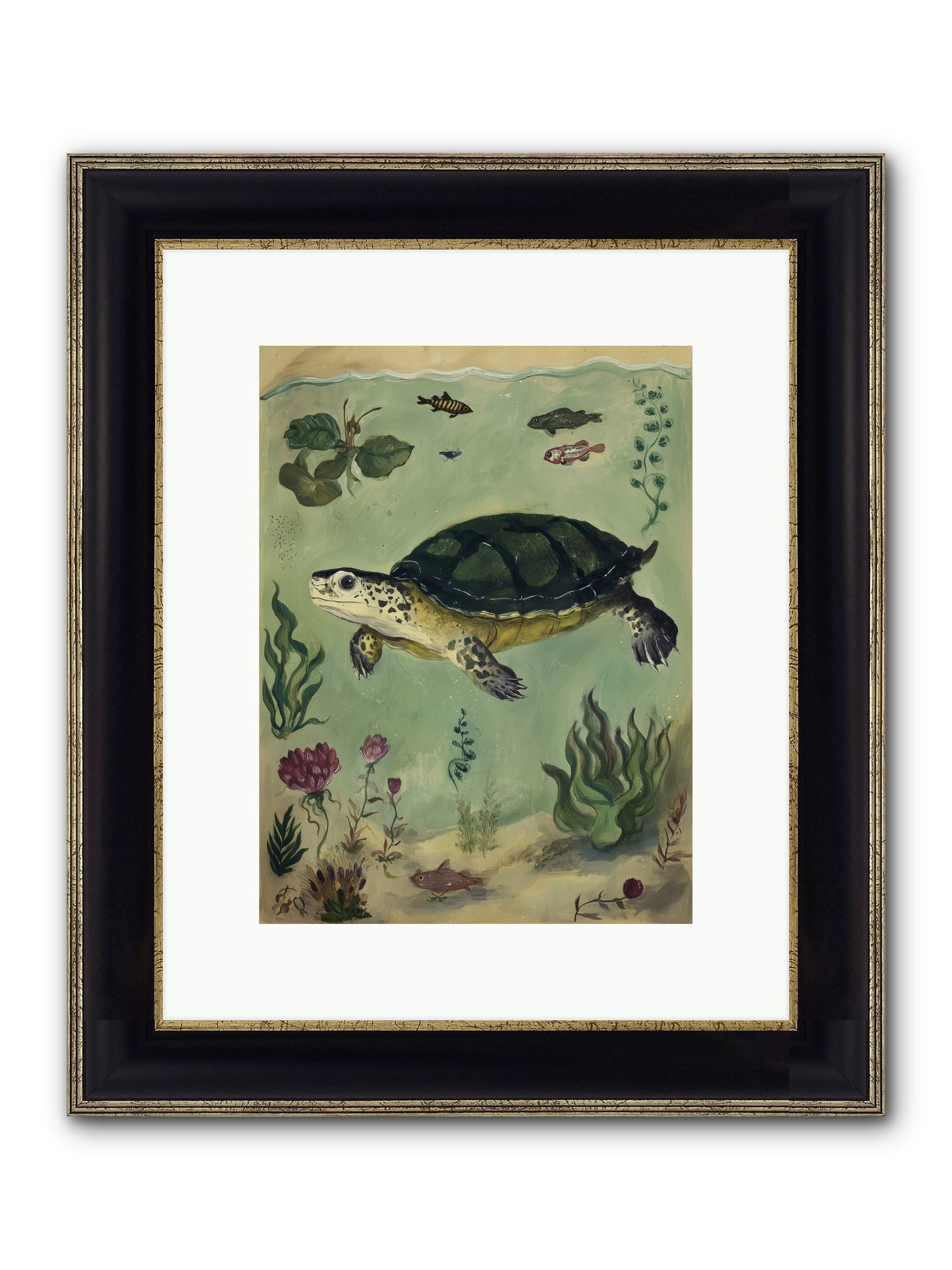 Submerged Symphony Framed Print - Black & Gold 9x12