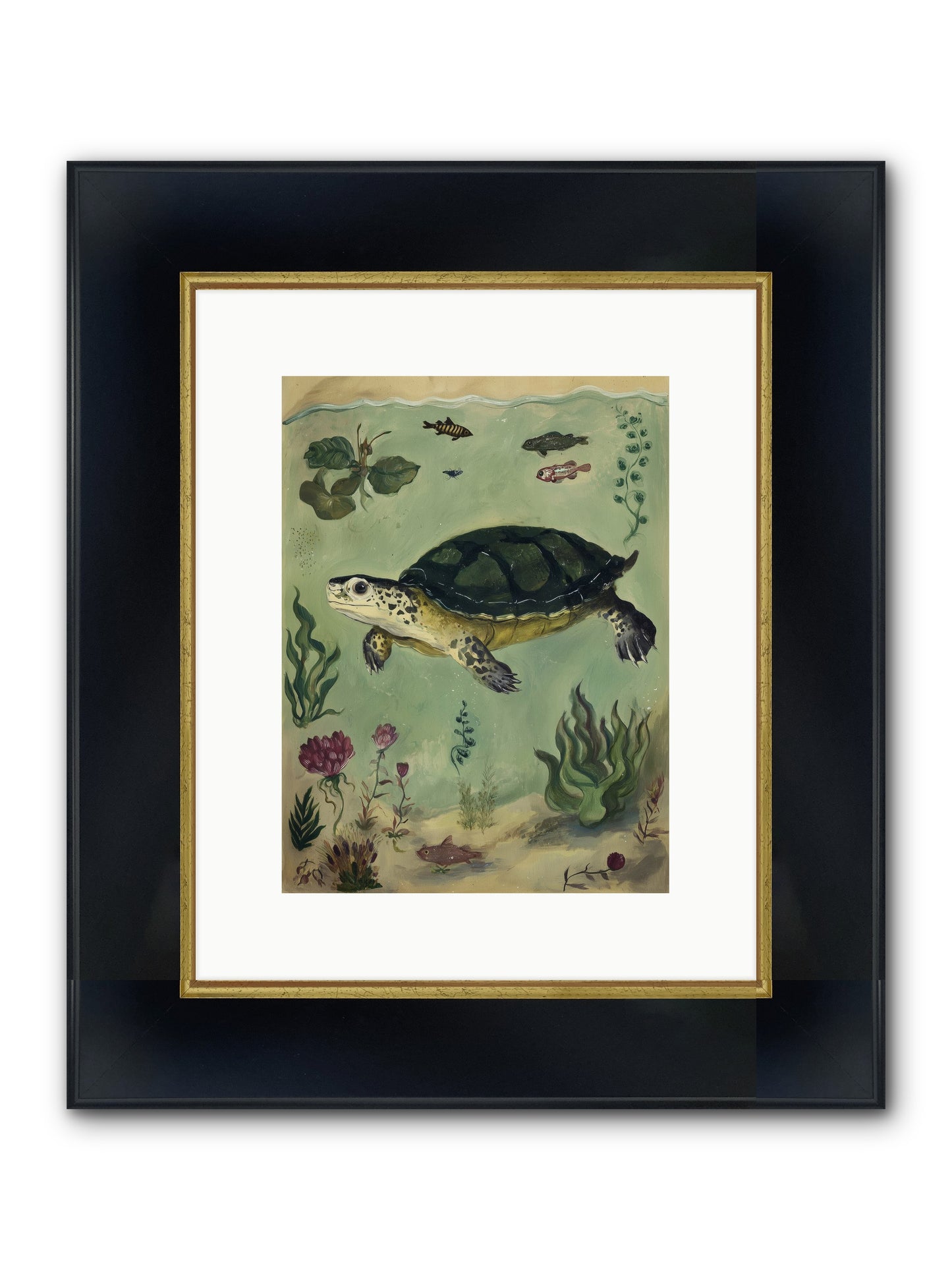 Submerged Symphony Framed Print - Wide Black w/Gold 9x12