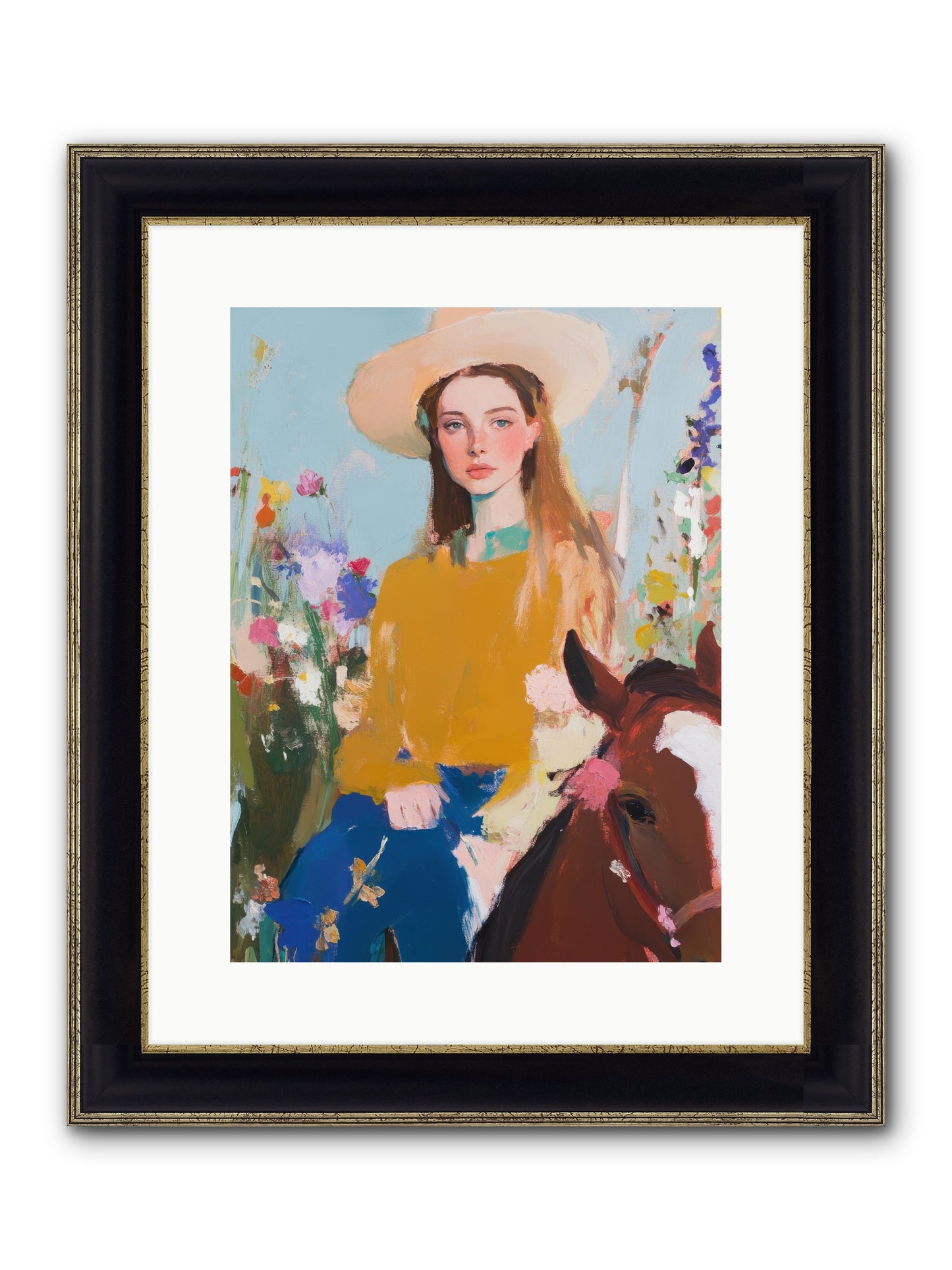 Suede & Sunlight Framed Print - Black & Gold 12x16