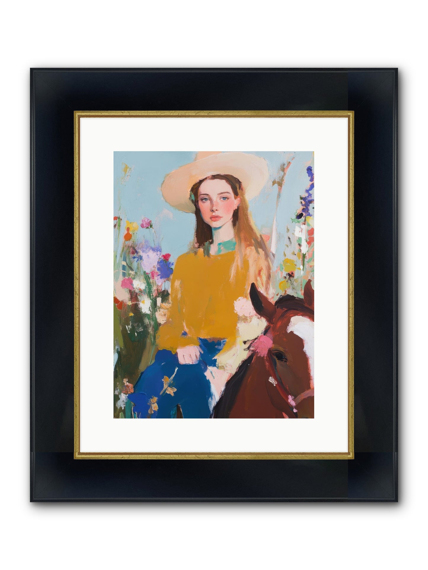 Suede & Sunlight Framed Print - Wide Black w/Gold 12x16