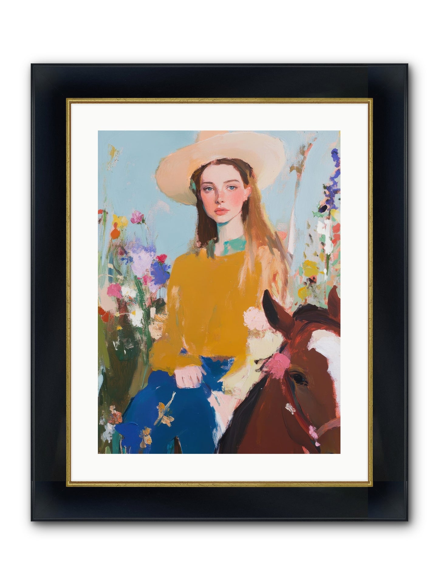 Suede & Sunlight Framed Print - Wide Black w/Gold 18x24