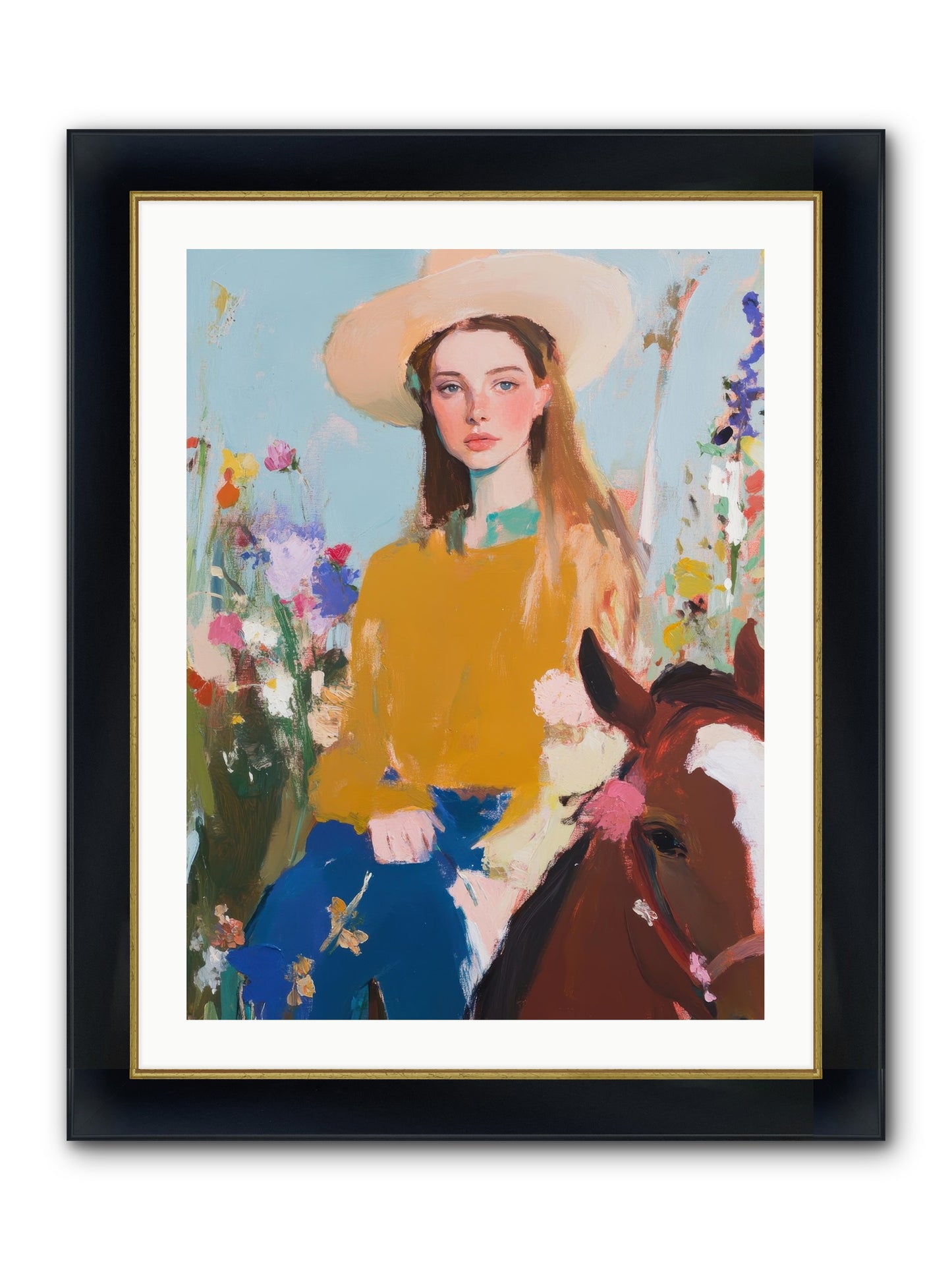 Suede & Sunlight Framed Print - Wide Black w/Gold 24x32