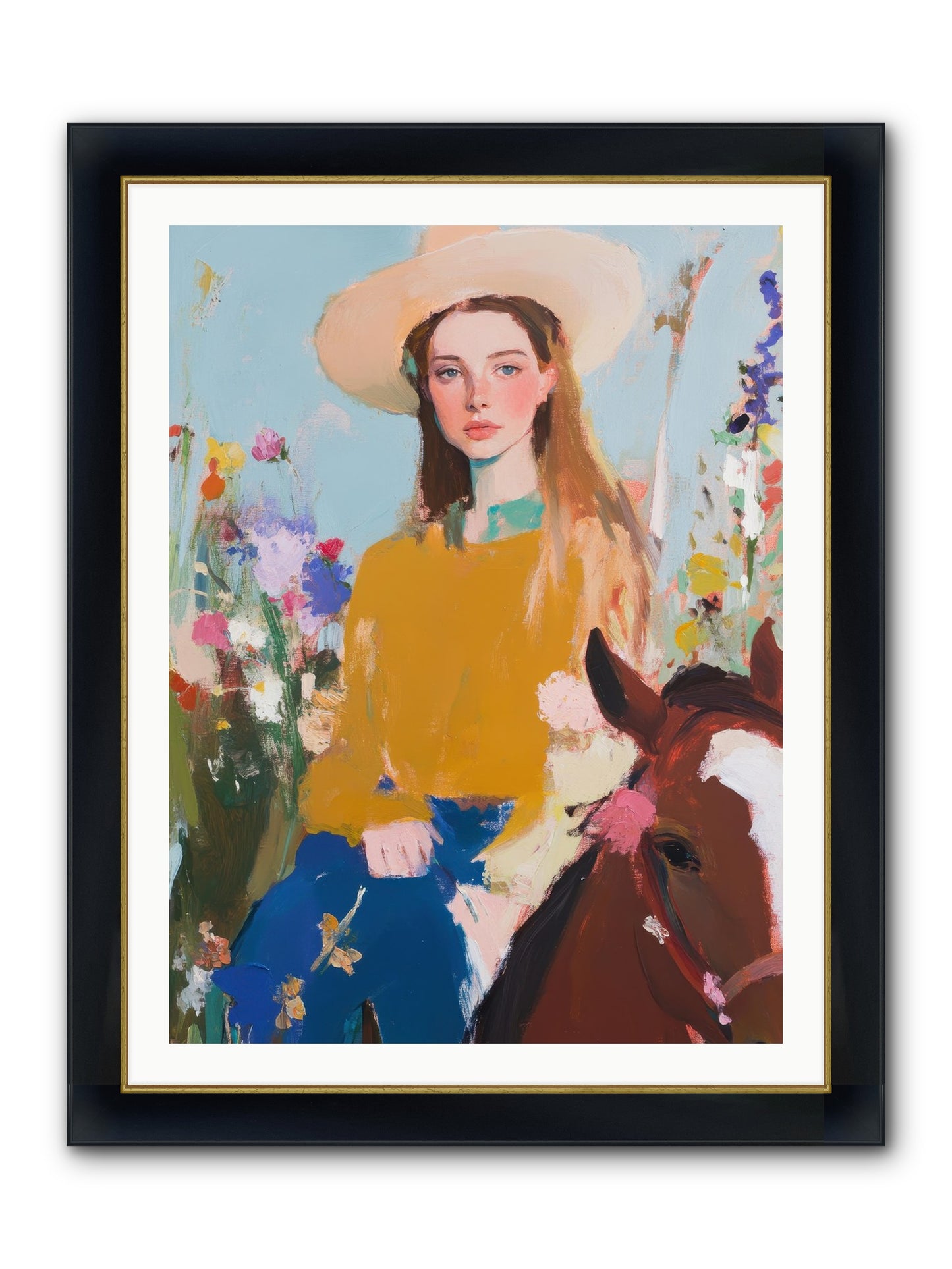 Suede & Sunlight Framed Print - Wide Black w/Gold 30x40