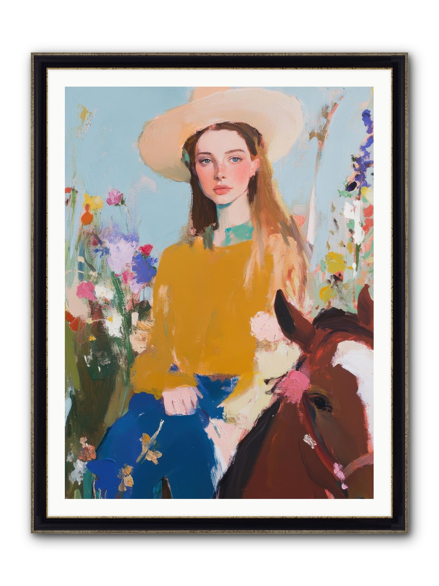 Suede & Sunlight Framed Print - Black & Gold 36x48