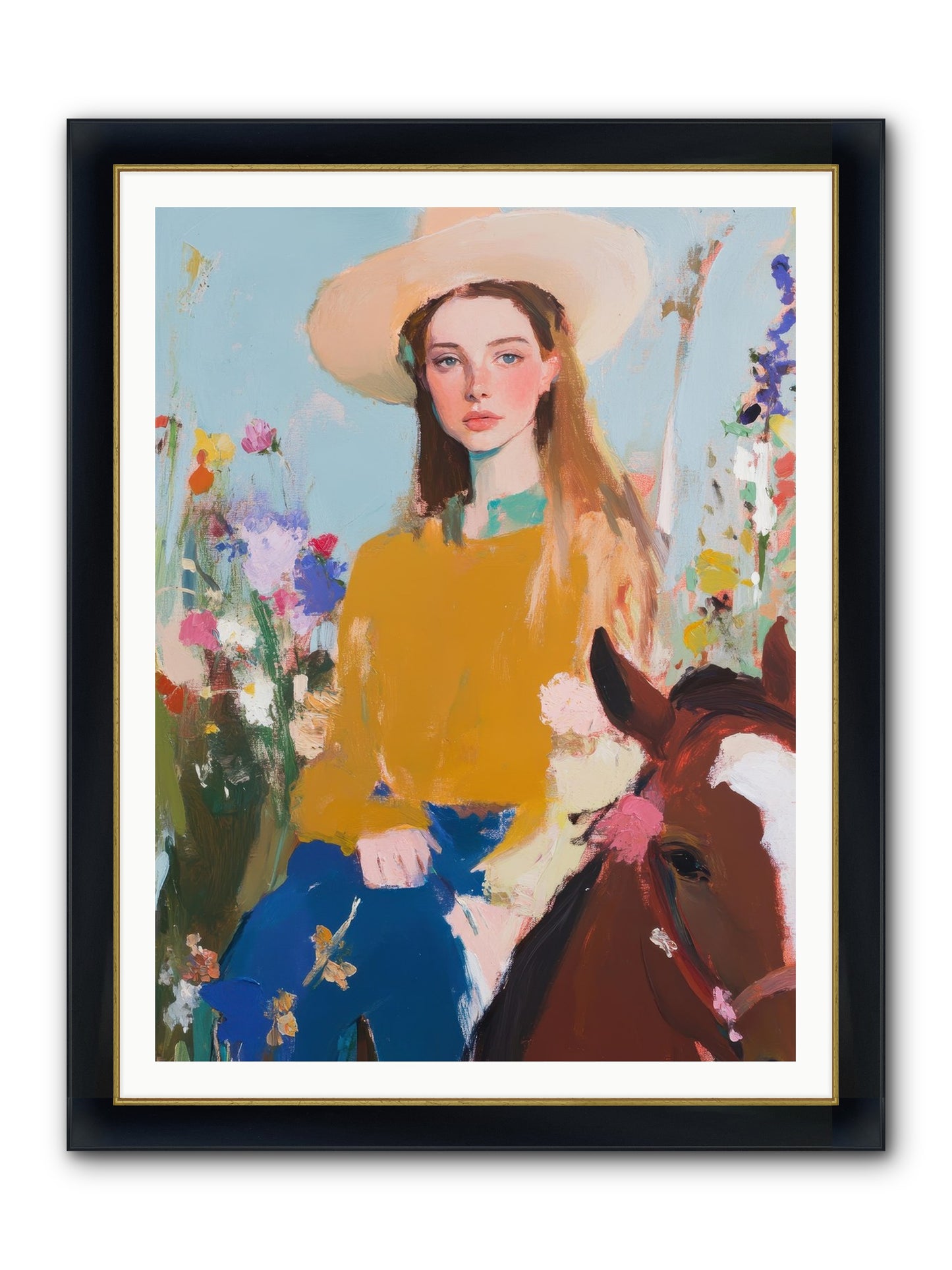 Suede & Sunlight Framed Print - Wide Black w/Gold 36x48