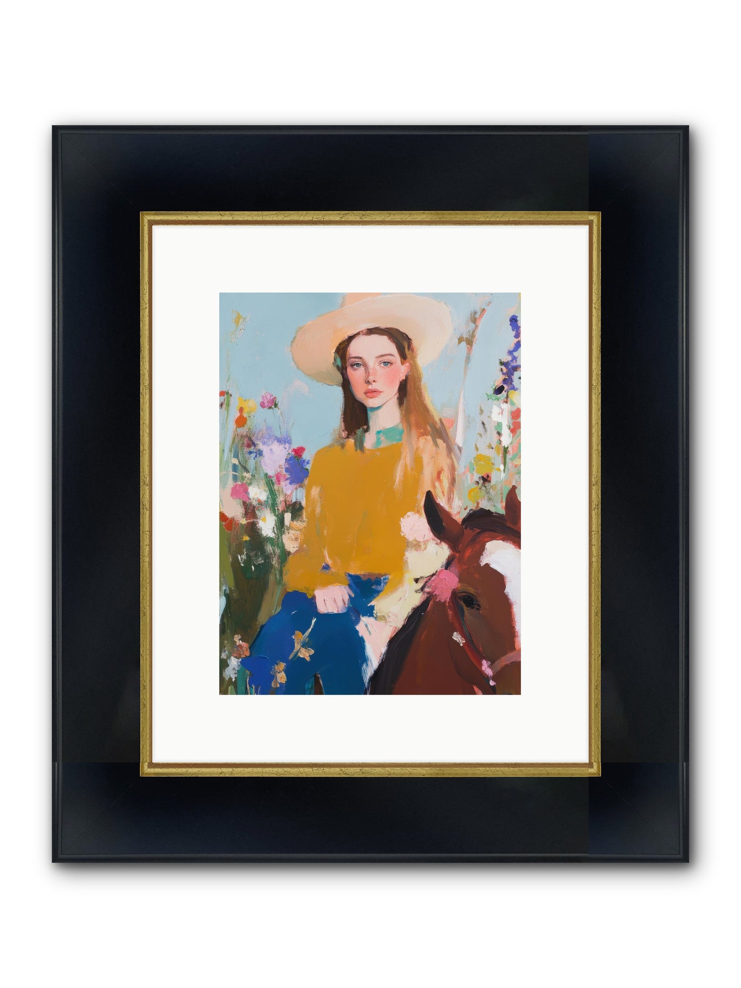 Suede & Sunlight Framed Print - Wide Black w/Gold 9x12