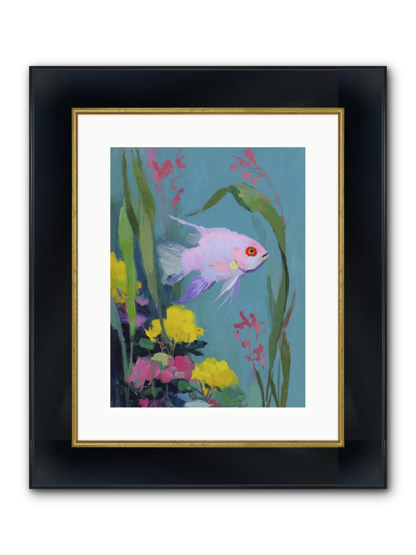 Sugar-Spun Jewel Framed Print - Wide Black w/Gold 12x16