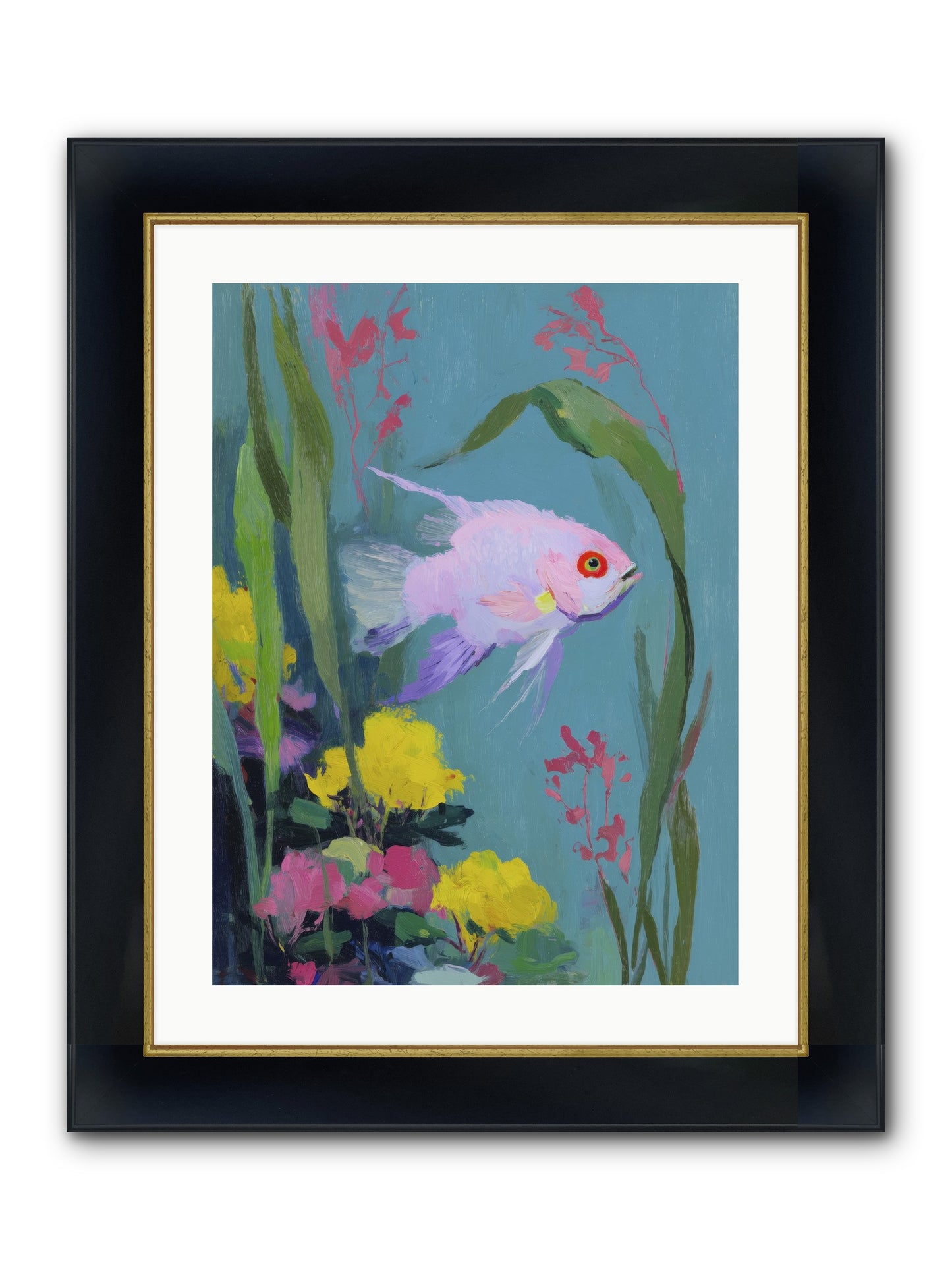 Sugar-Spun Jewel Framed Print - Wide Black w/Gold 18x24