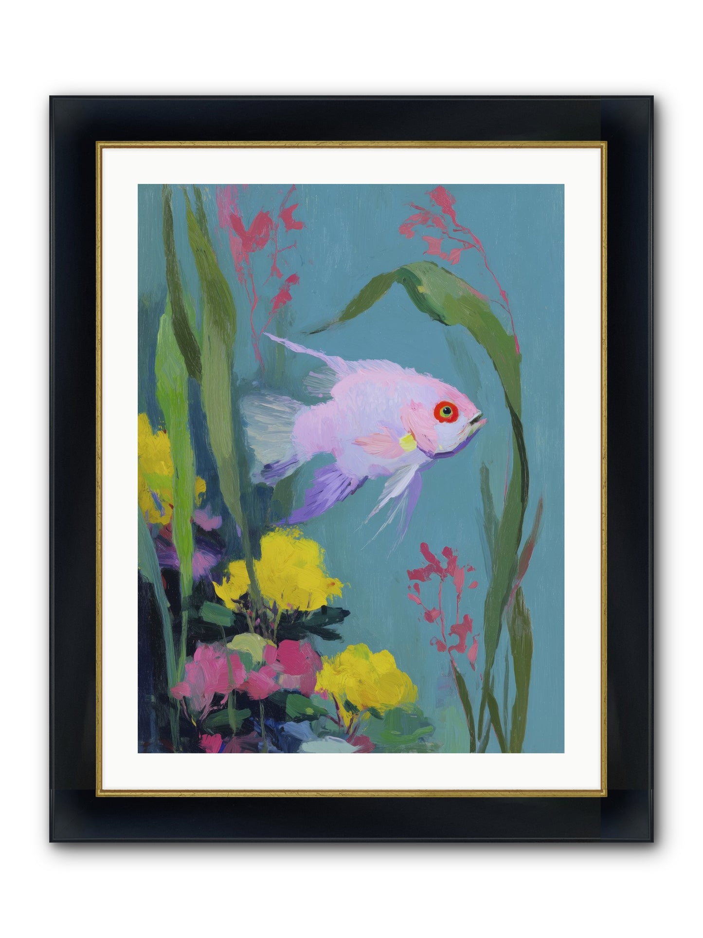 Sugar-Spun Jewel Framed Print - Wide Black w/Gold 24x32