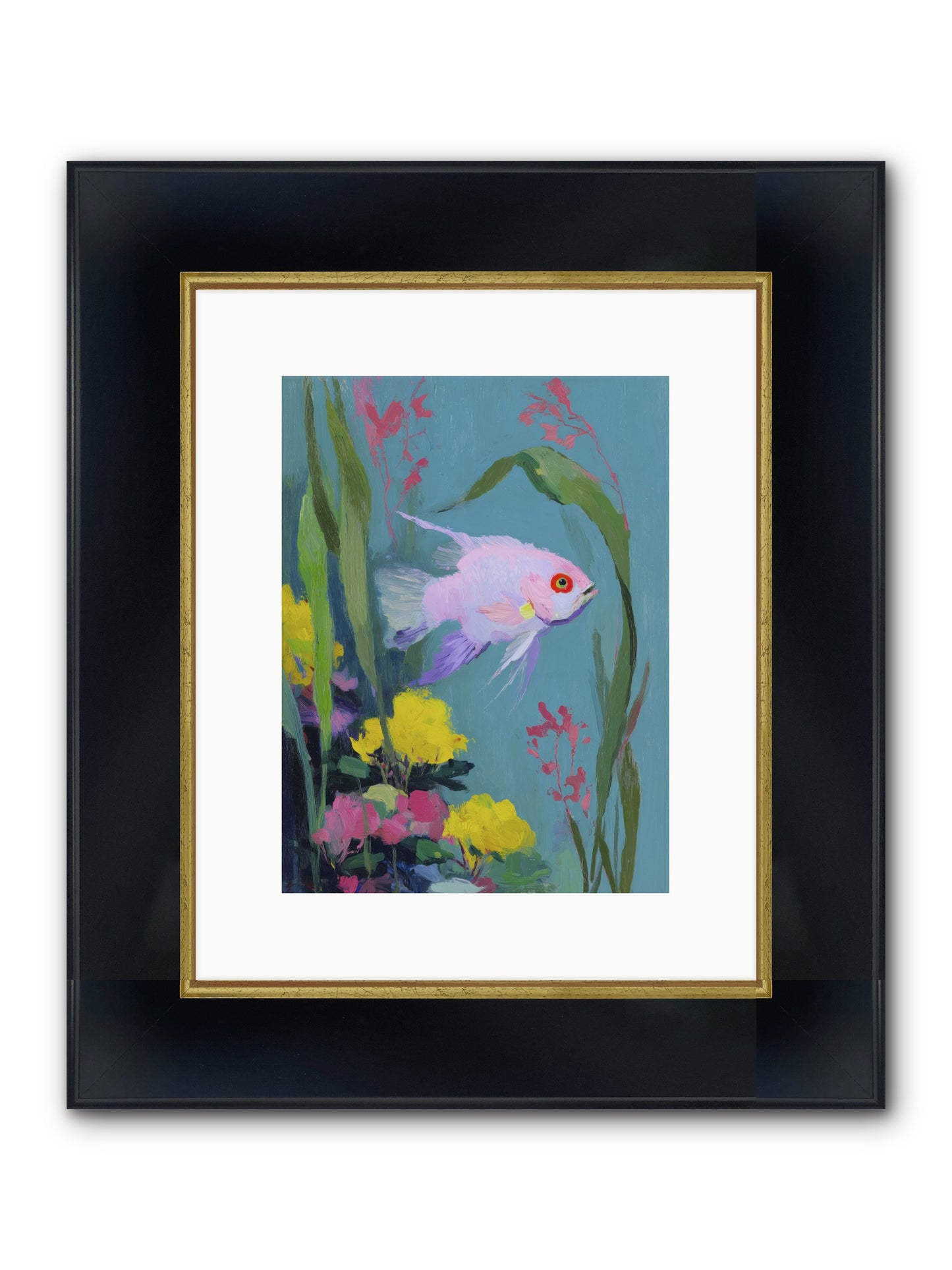 Sugar-Spun Jewel Framed Print - Wide Black w/Gold 9x12
