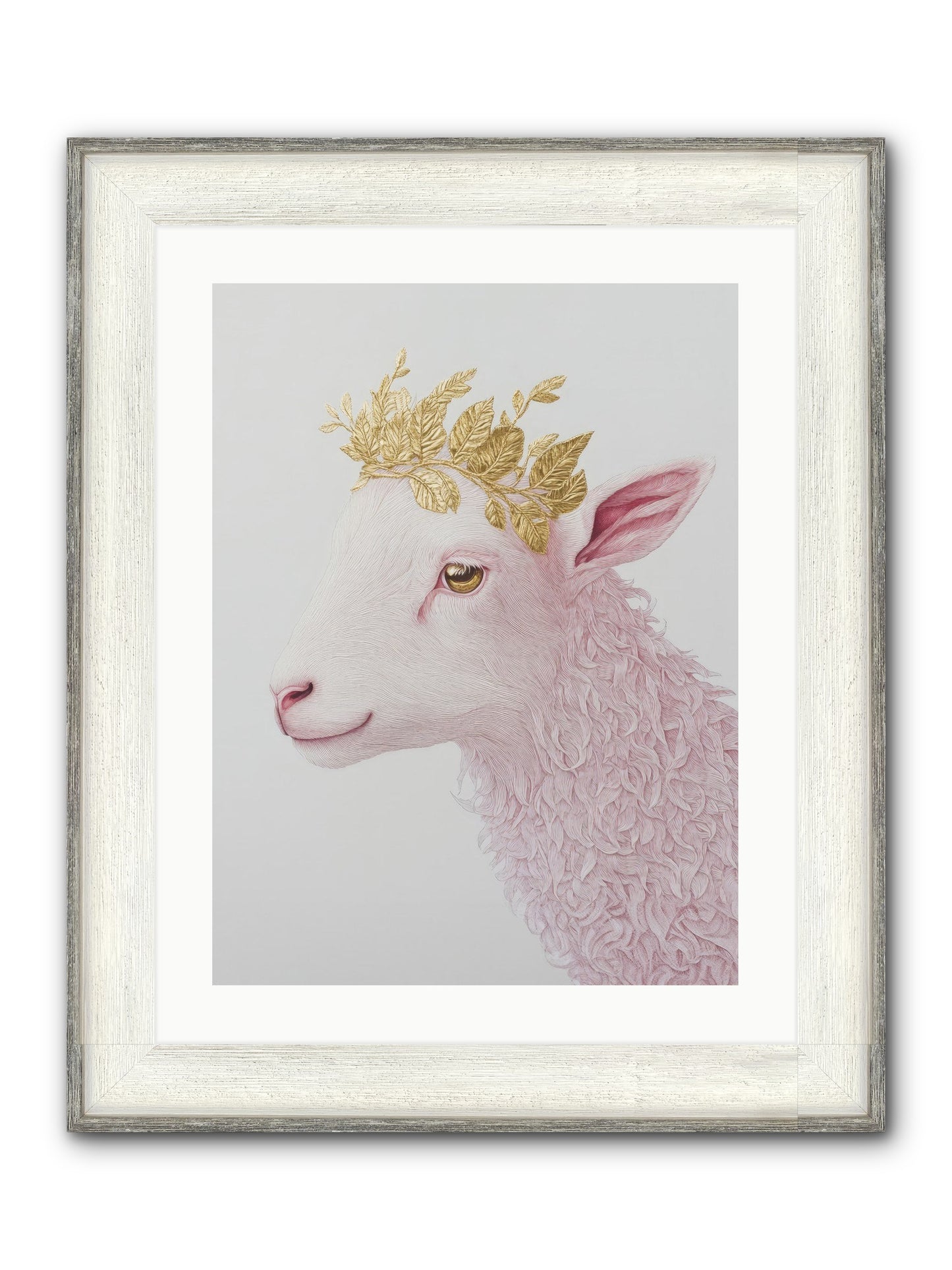 Sugared Snow Framed Print - Driftwood White 18x24