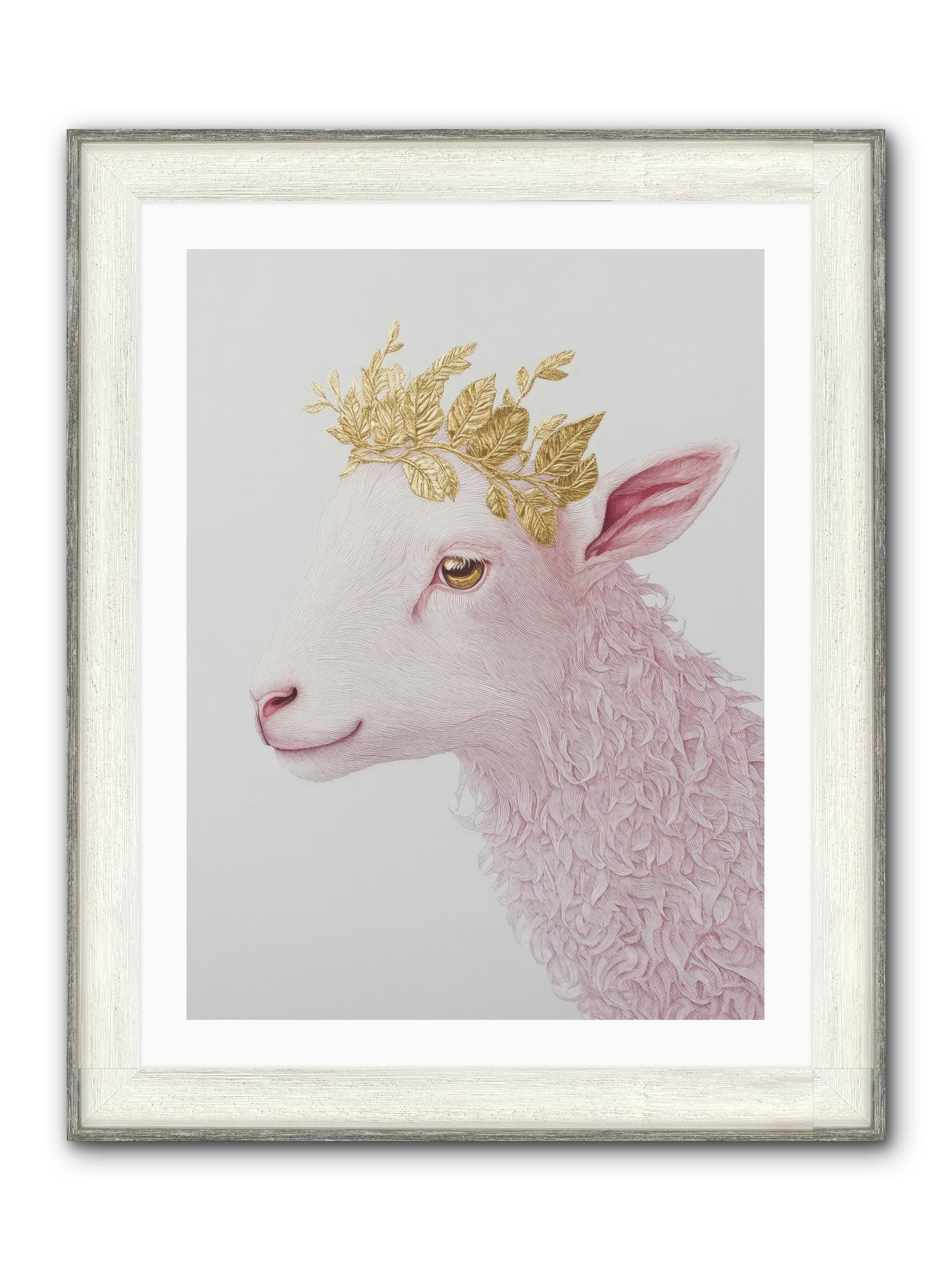 Sugared Snow Framed Print - Driftwood White 24x32