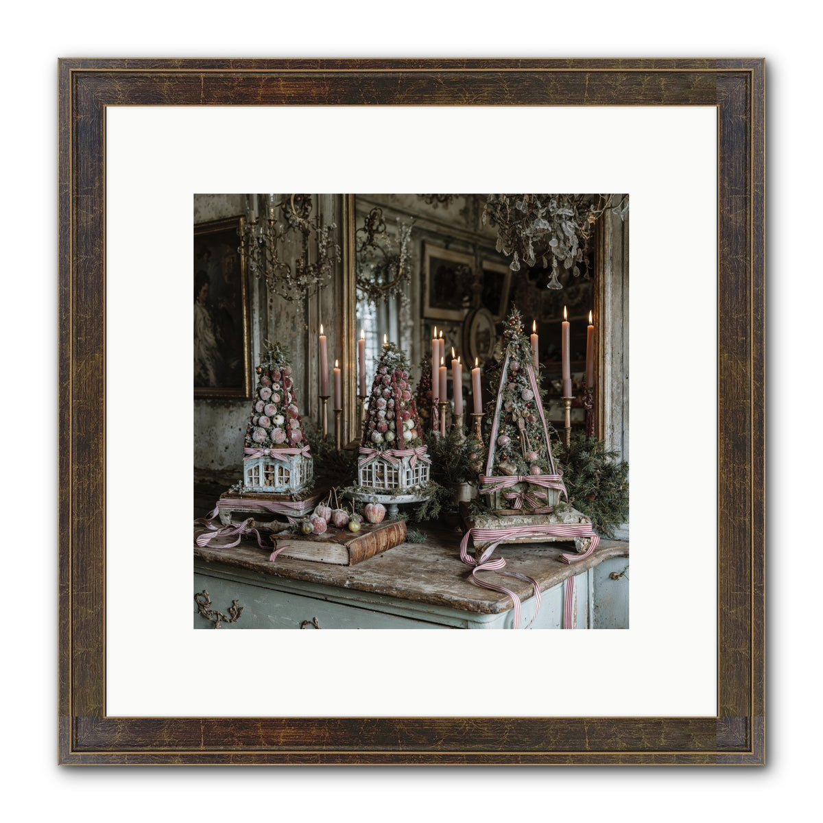 Sugarplum Village Square Framed Print - Slimwoods Black/Gold 10x10