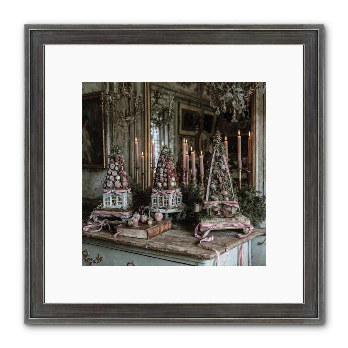 Sugarplum Village Square Framed Print - Slimwoods Black/Silver 10x10