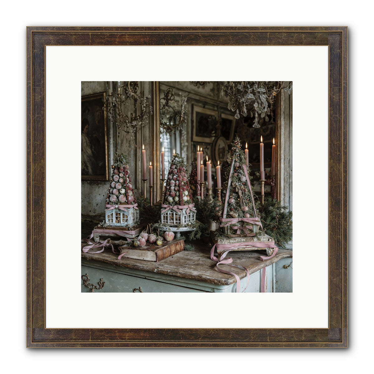 Sugarplum Village Square Framed Print - Slimwoods Black/Gold 12x12