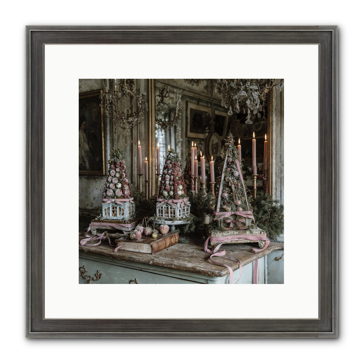 Sugarplum Village Square Framed Print - Slimwoods Black/Silver 12x12