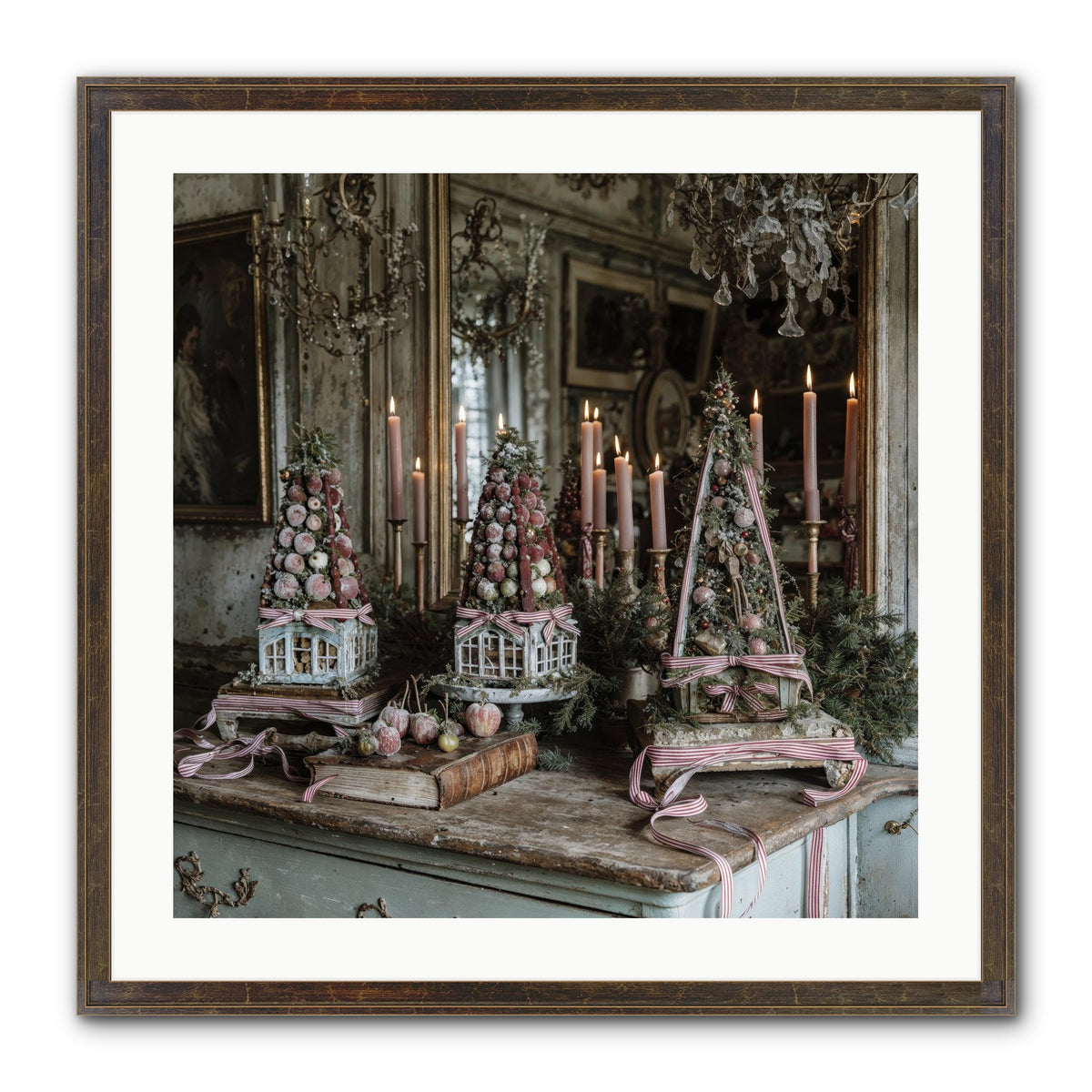 Sugarplum Village Square Framed Print - Slimwoods Black/Gold 24x24