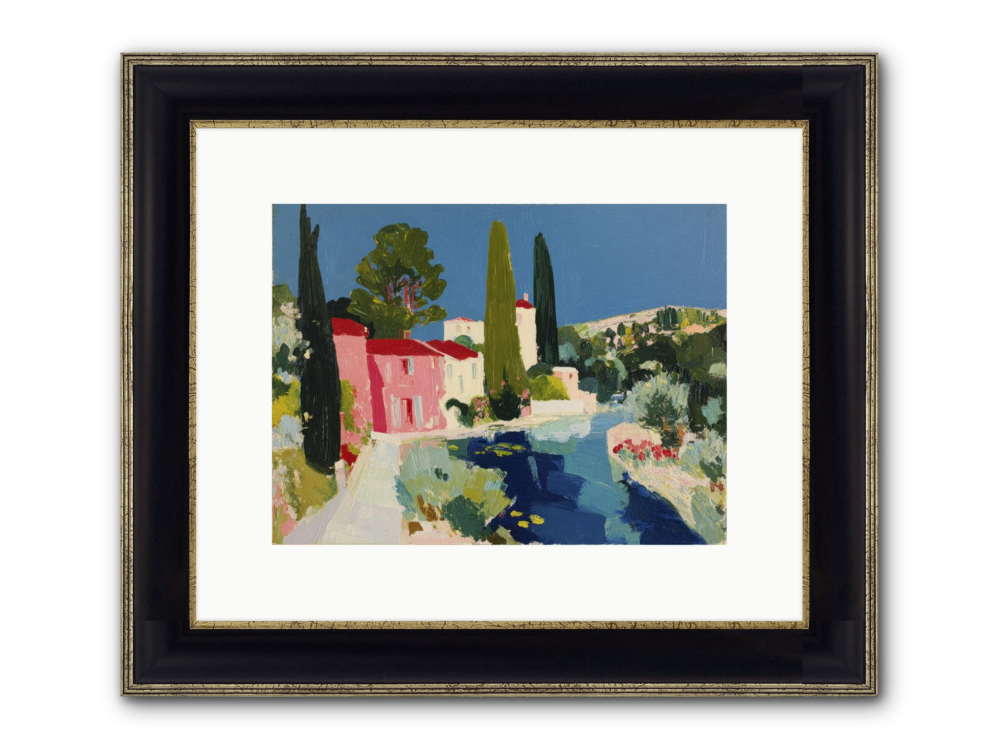 Summer At The Villa Framed Print - Black & Gold 12x9