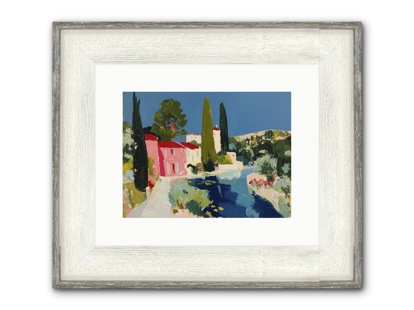 Summer At The Villa Framed Print - Driftwood White 12x9