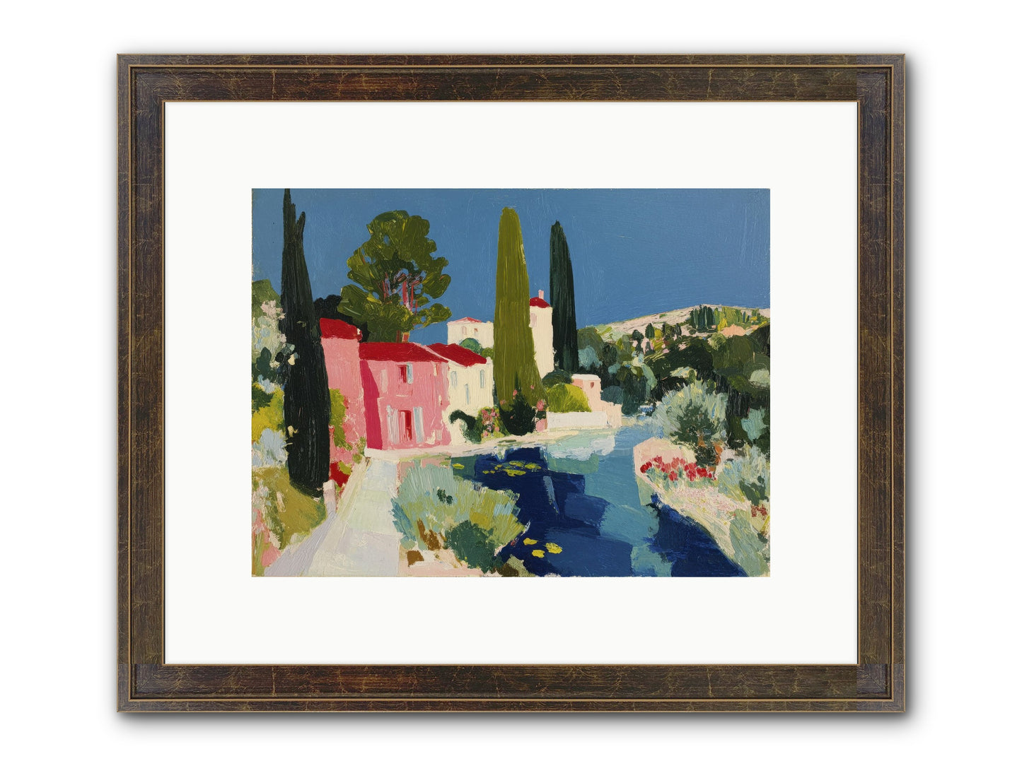 Summer At The Villa Framed Print - Slimwoods Black/Gold 12x9
