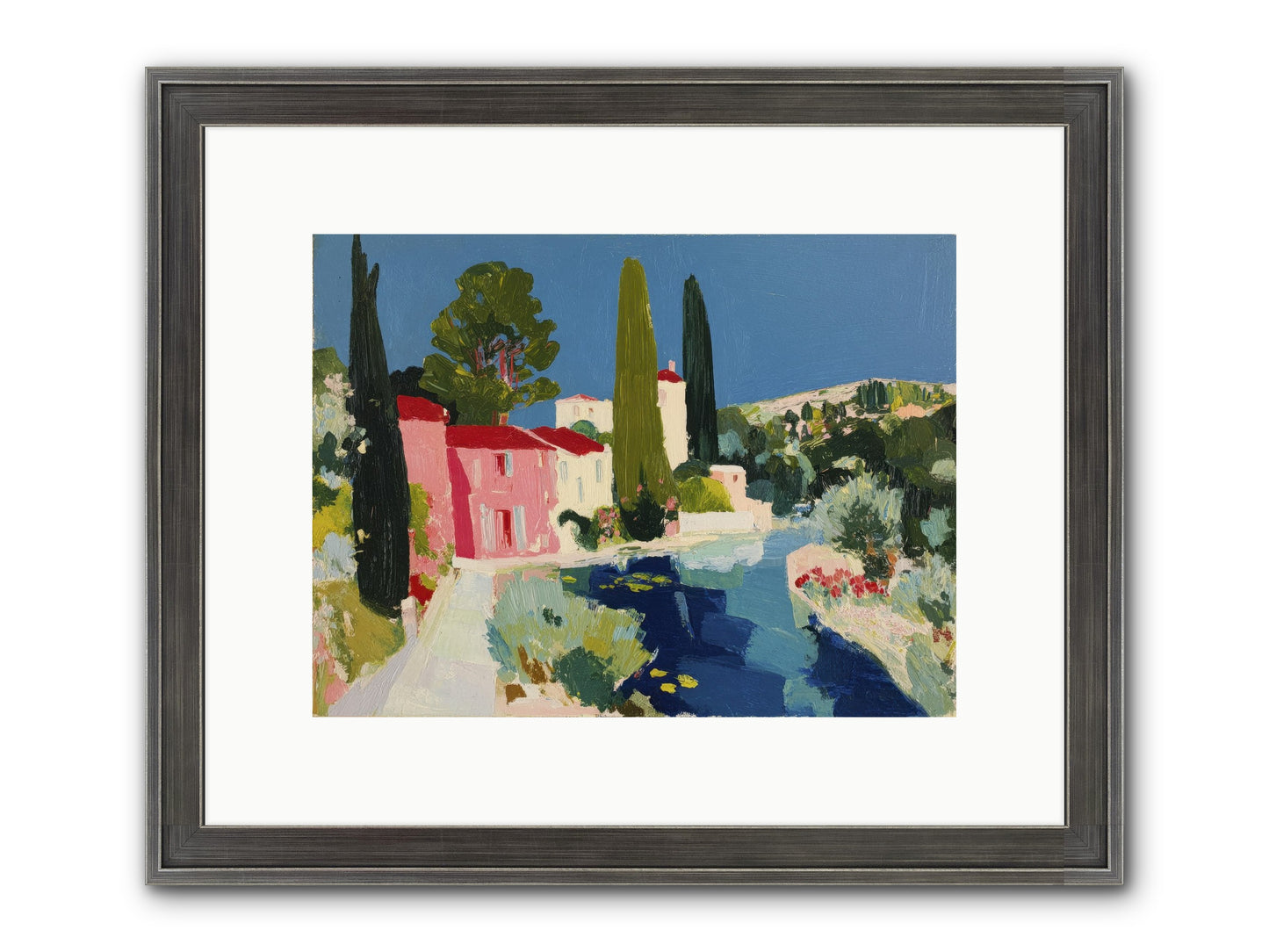 Summer At The Villa Framed Print - Slimwoods Black/Silver 12x9