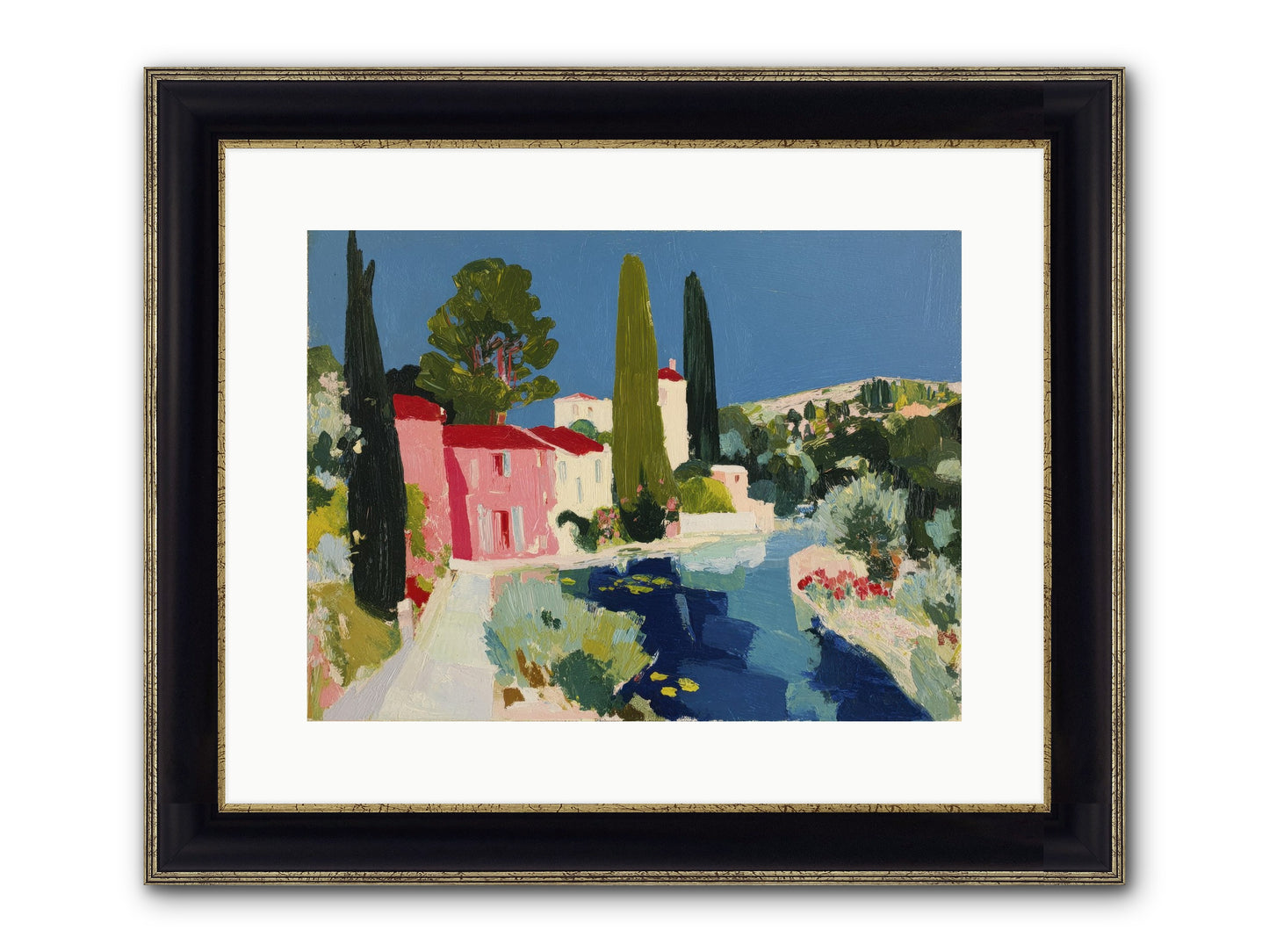 Summer At The Villa Framed Print - Black & Gold 16x12