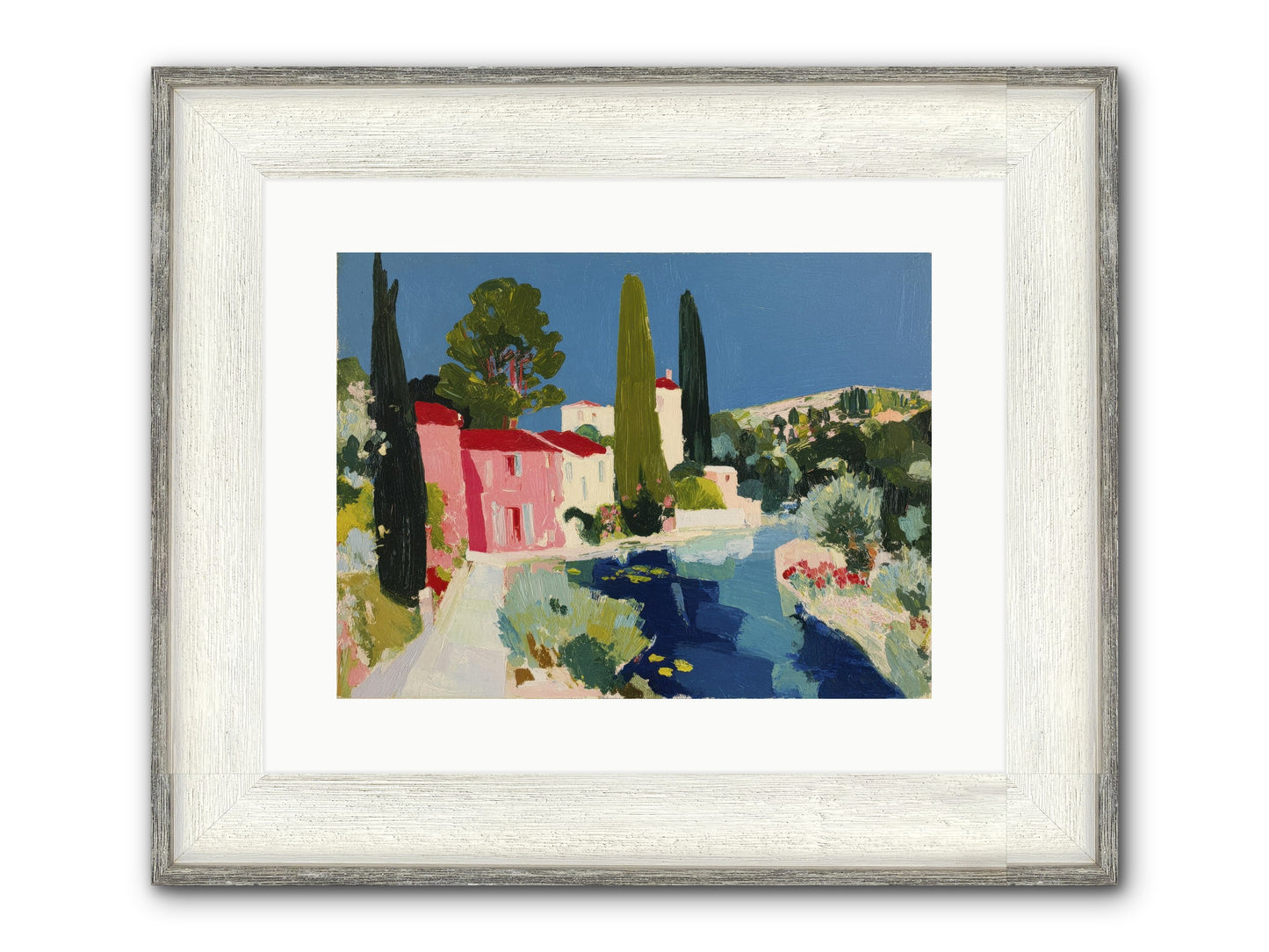 Summer At The Villa Framed Print - Driftwood White 16x12
