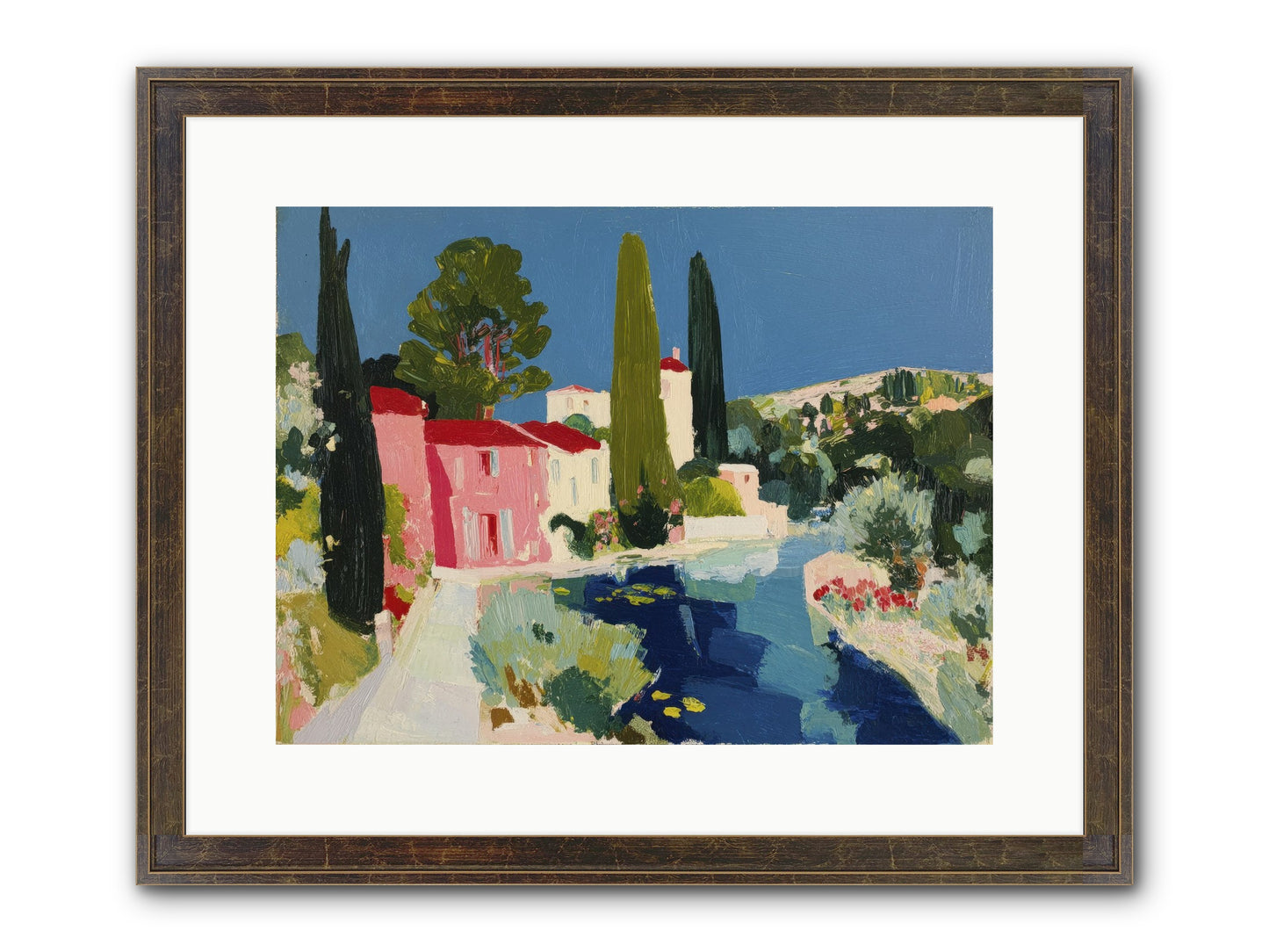 Summer At The Villa Framed Print - Slimwoods Black/Gold 16x12