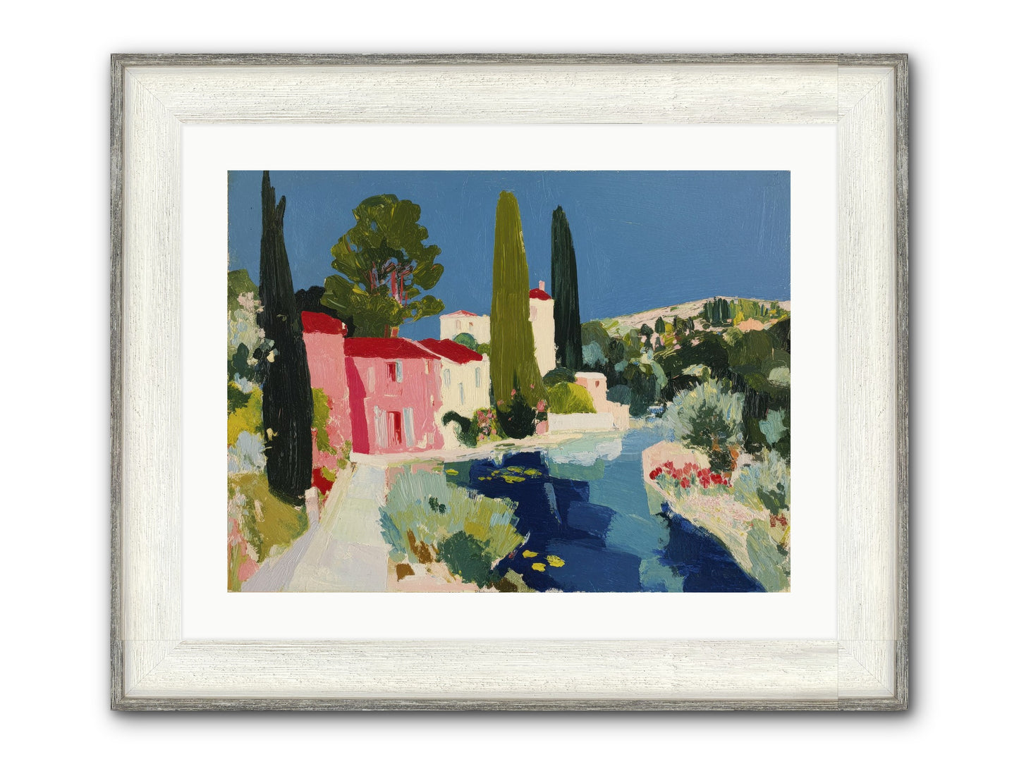 Summer At The Villa Framed Print - Driftwood White 24x18