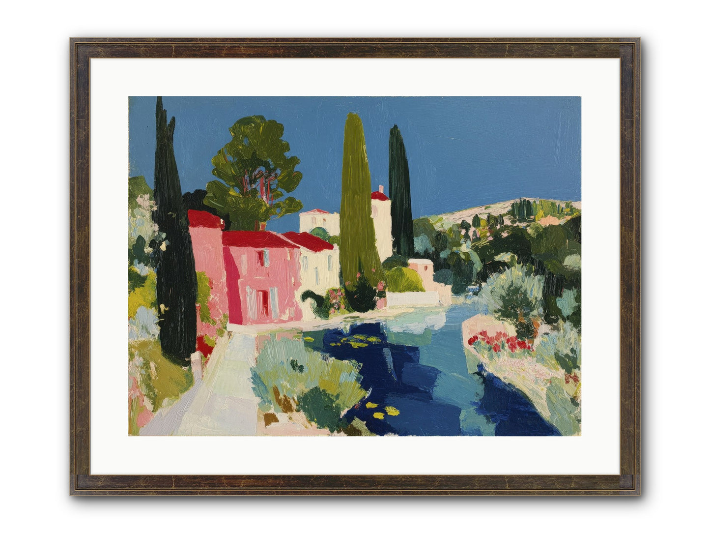 Summer At The Villa Framed Print - Slimwoods Black/Gold 24x18