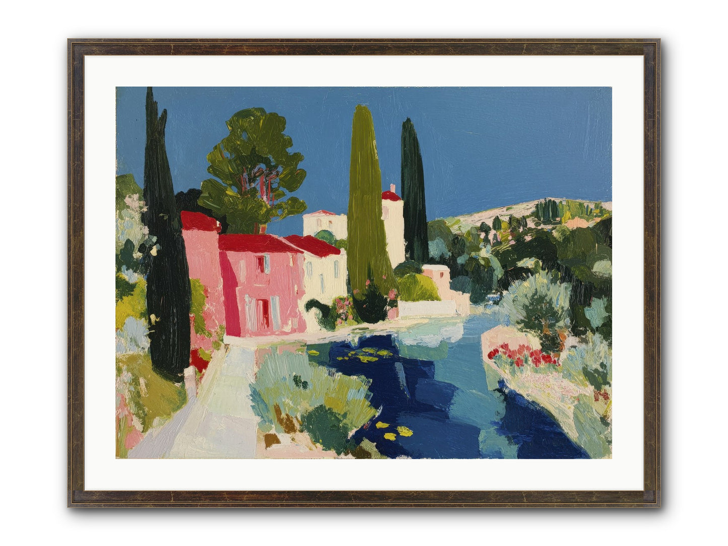 Summer At The Villa Framed Print - Slimwoods Black/Gold 32x24