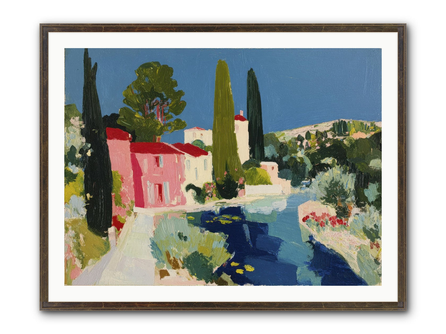 Summer At The Villa Framed Print - Slimwoods Black/Gold 40x30