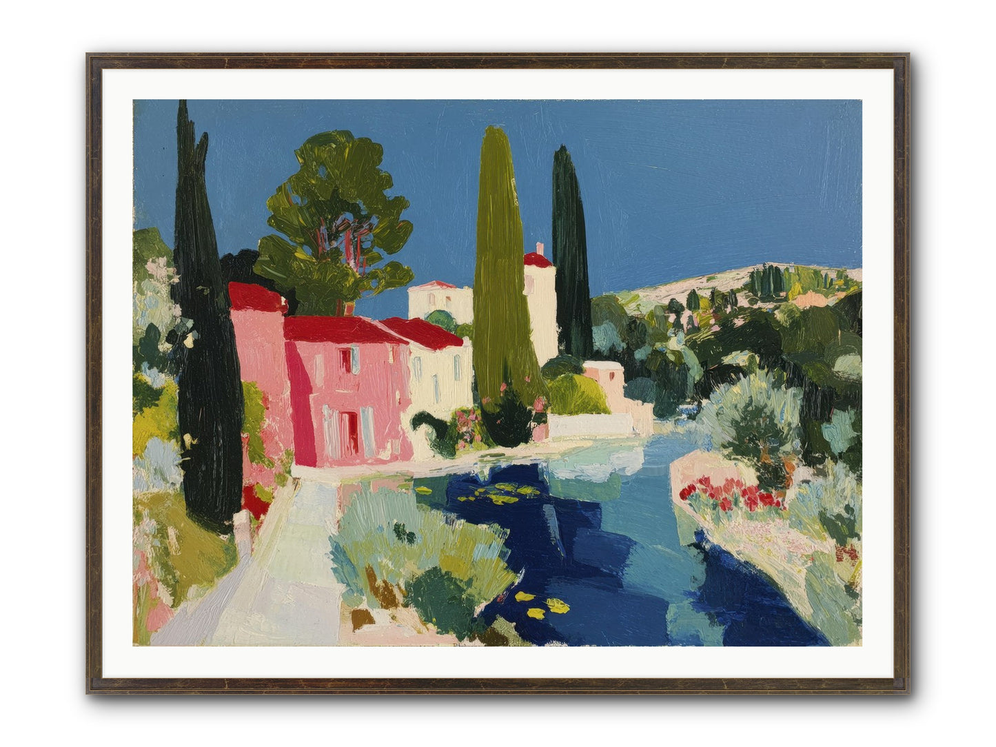 Summer At The Villa Framed Print - Slimwoods Black/Gold 48x36