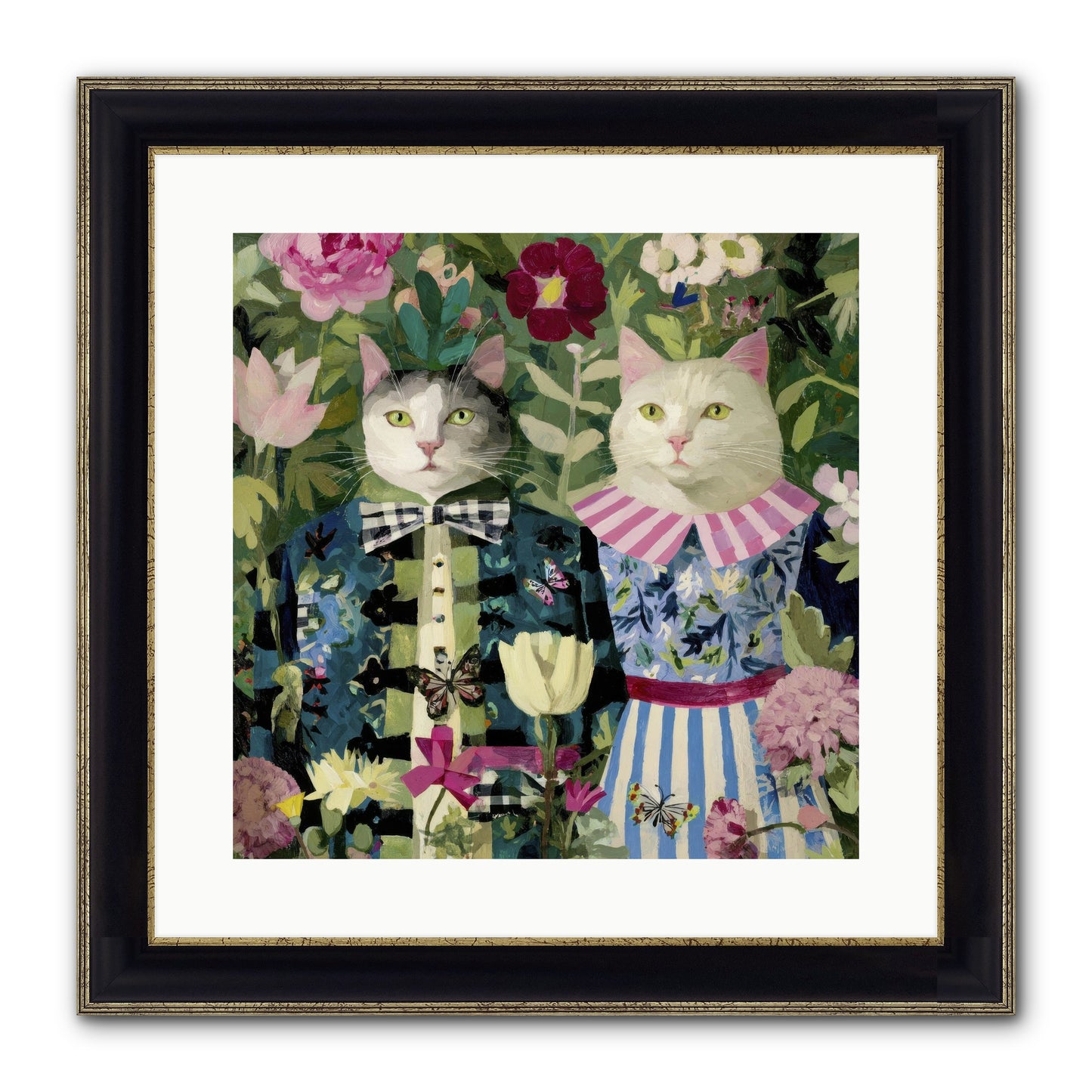 Summer Canvas Framed Print - Black & Gold 16x16