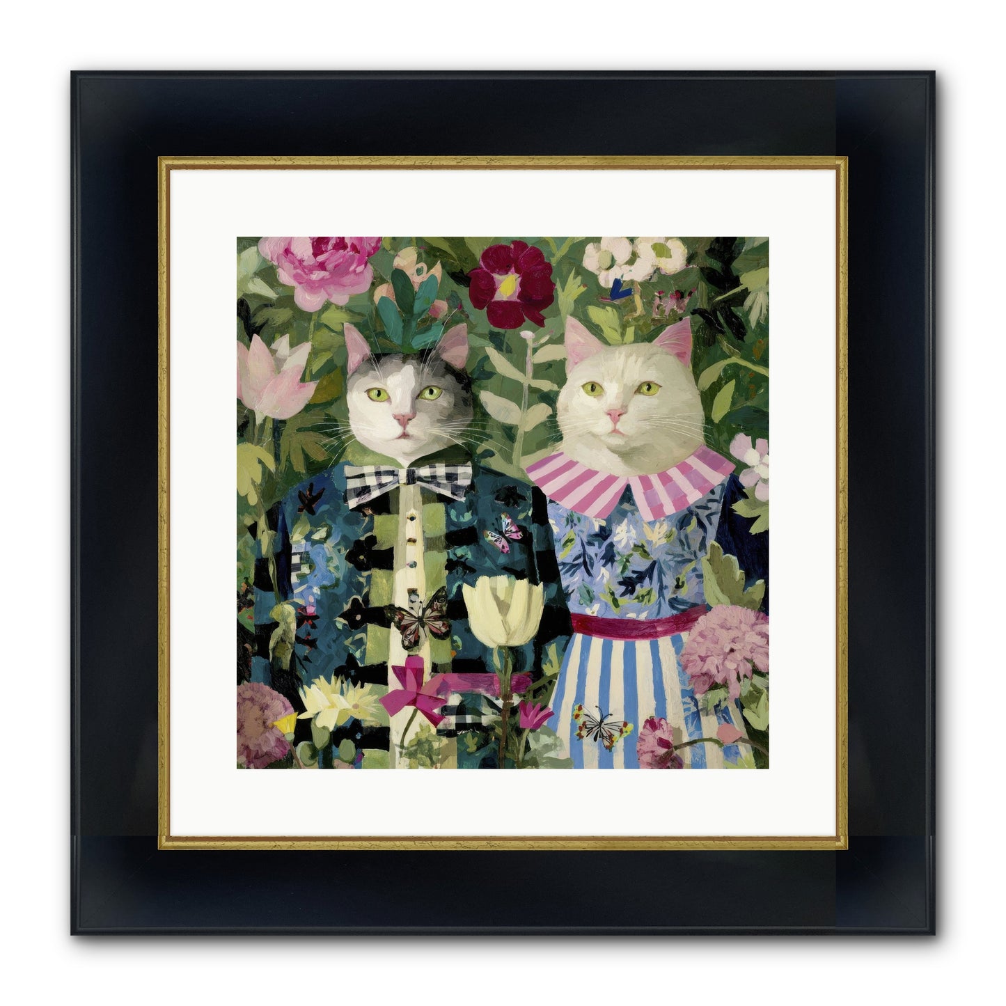 Summer Canvas Framed Print - Wide Black w/Gold 16x16